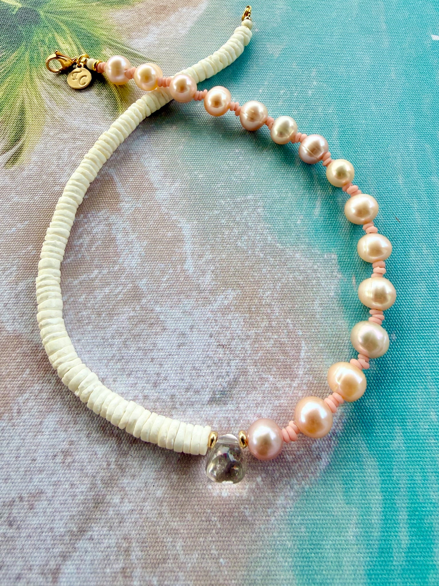 Island Girl Pearl & Shell Quartz Crystal Necklace