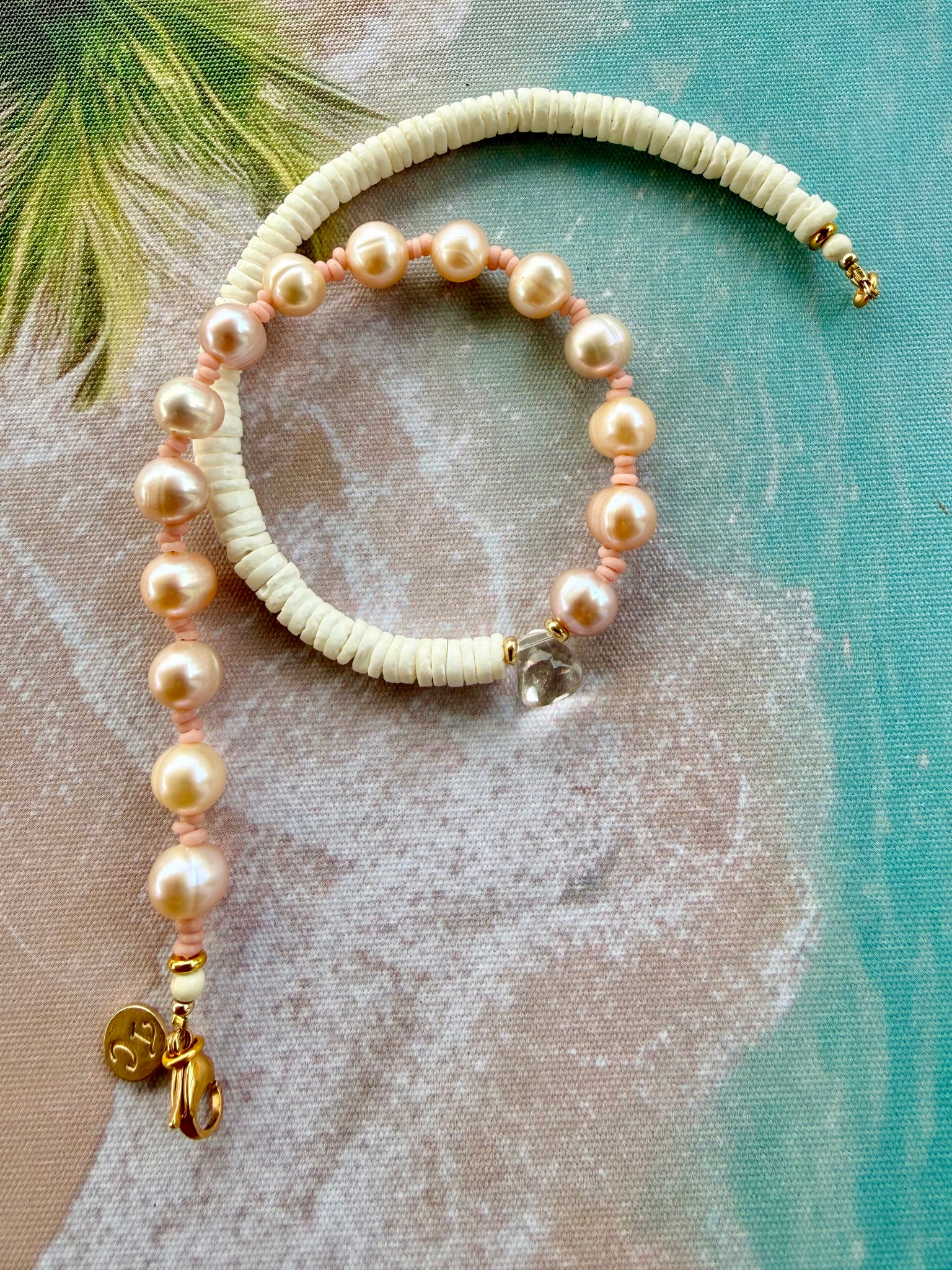Island Girl Pearl & Shell Quartz Crystal Necklace