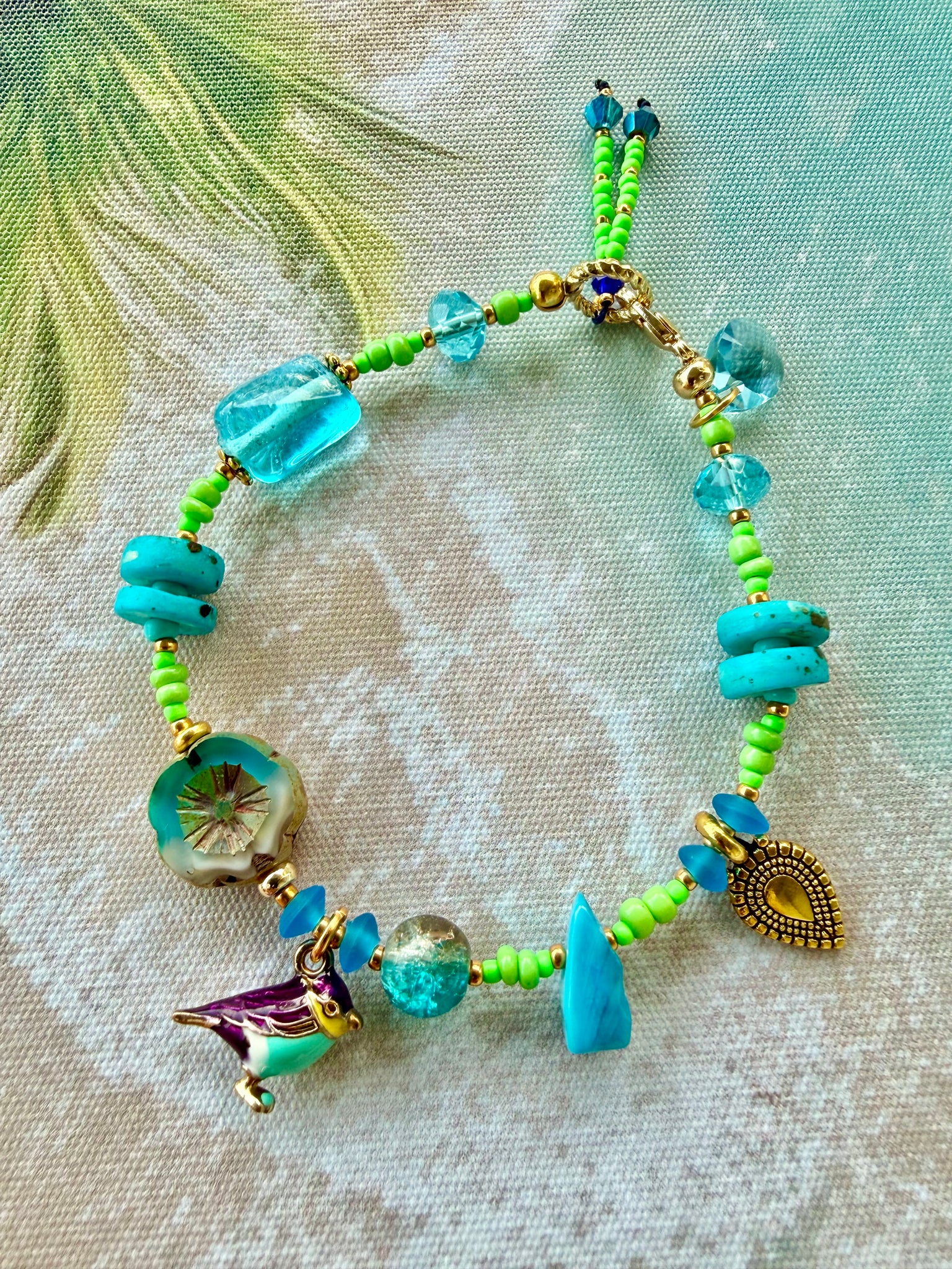 Ocean Breeze Bird -  Flower Bracelet