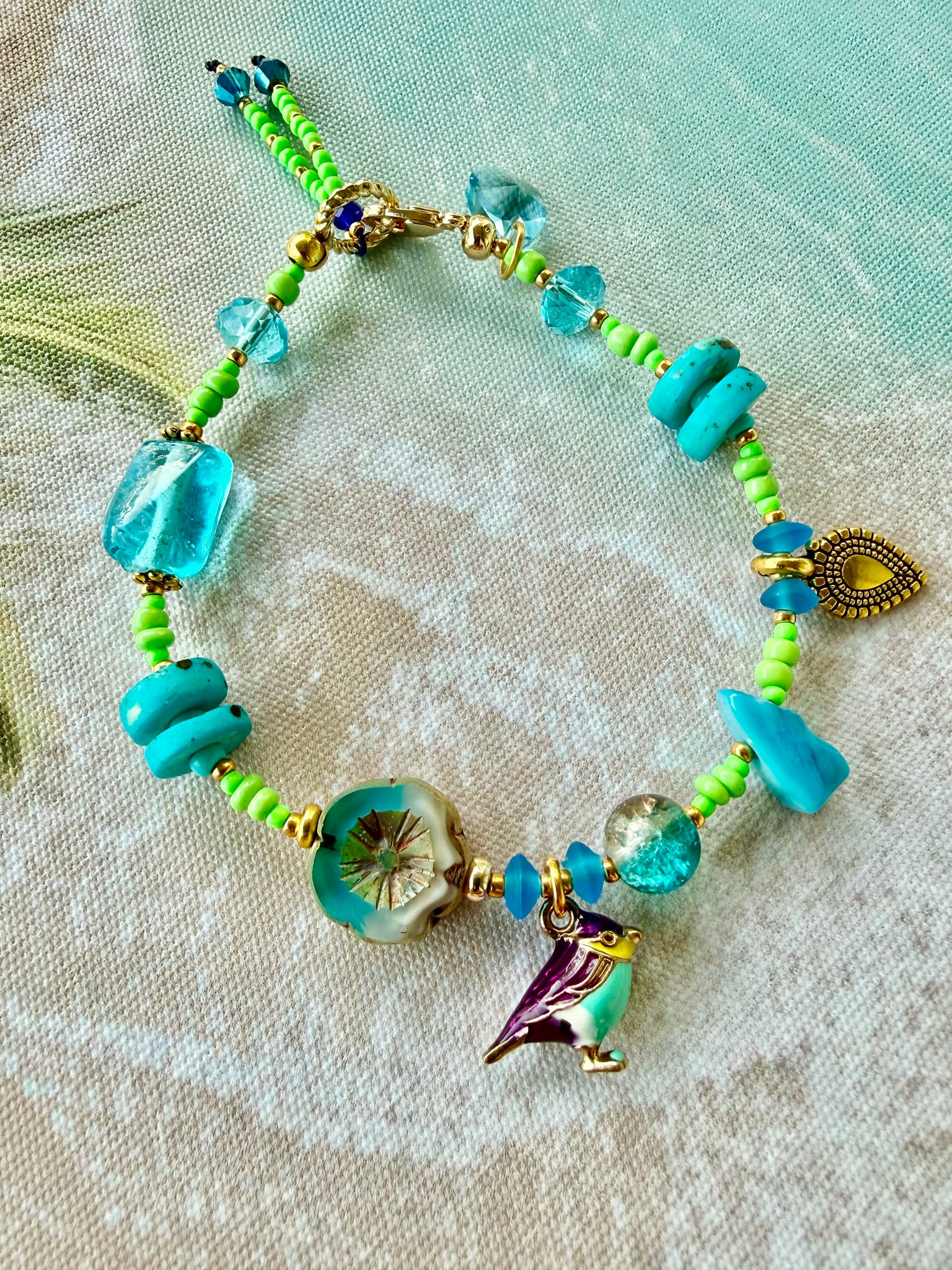 Ocean Breeze Bird -  Flower Bracelet