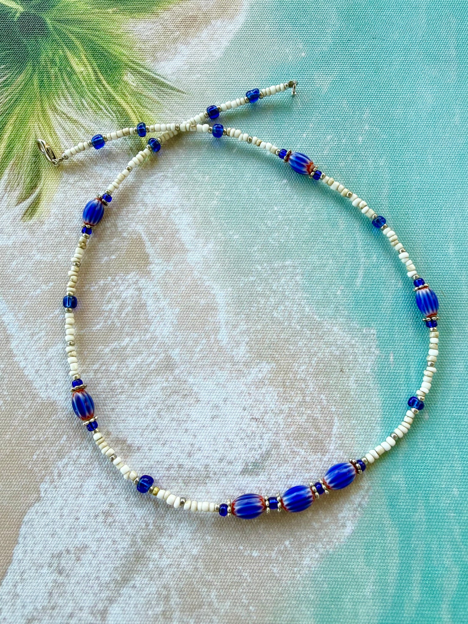 Ocean Blue Seed Bead Necklace