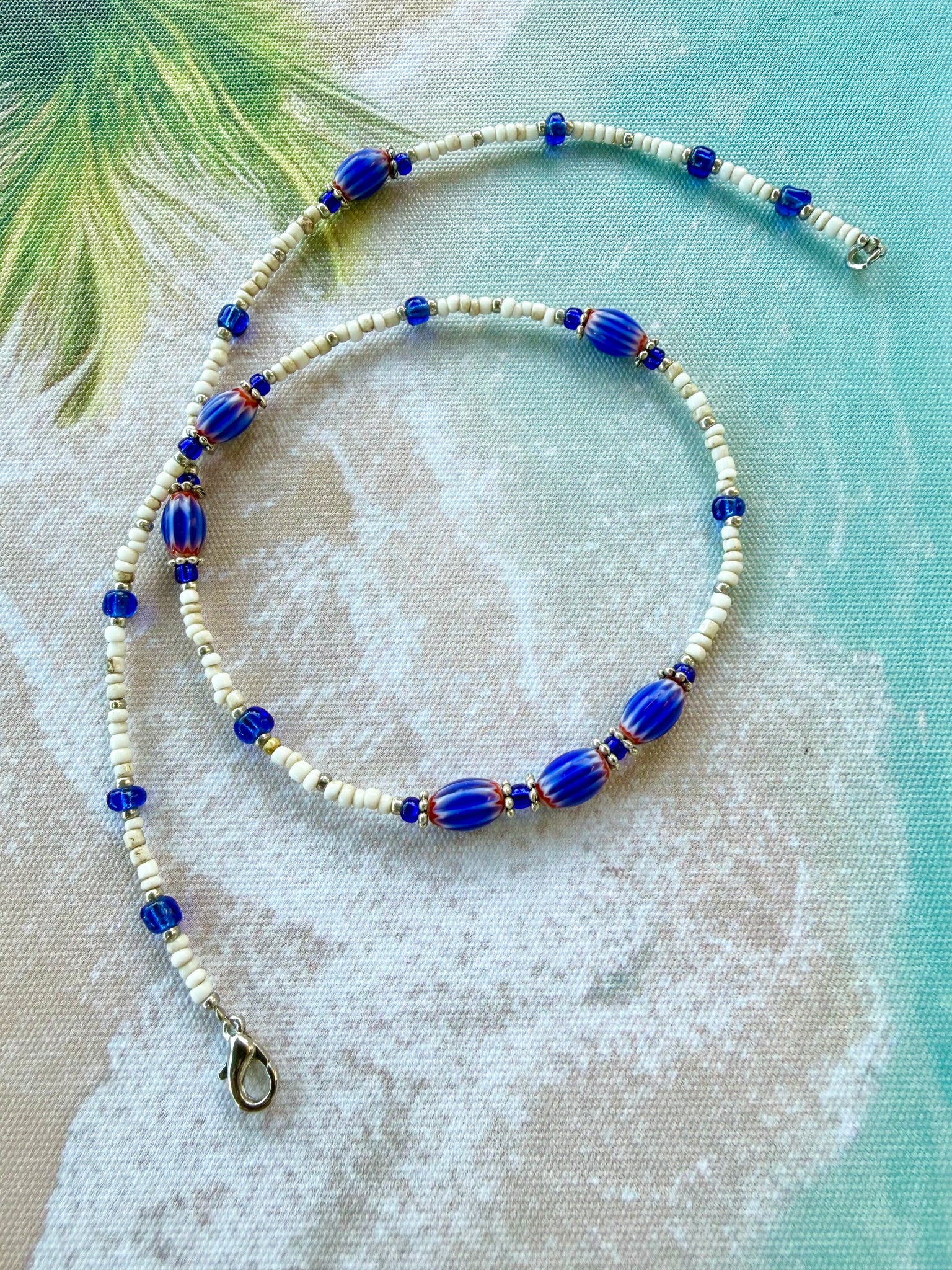 Ocean Blue Seed Bead Necklace