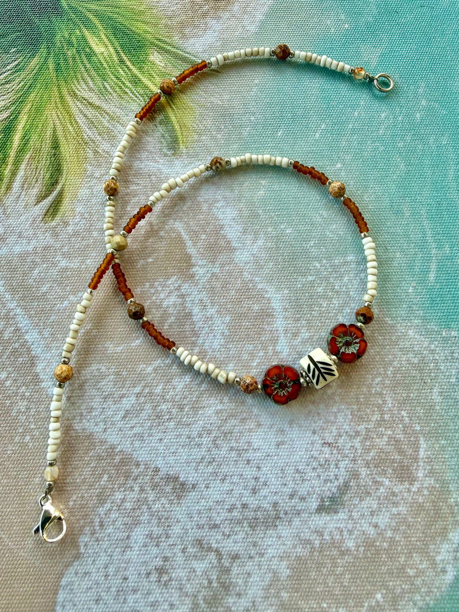 Island Flower Beaded Necklace