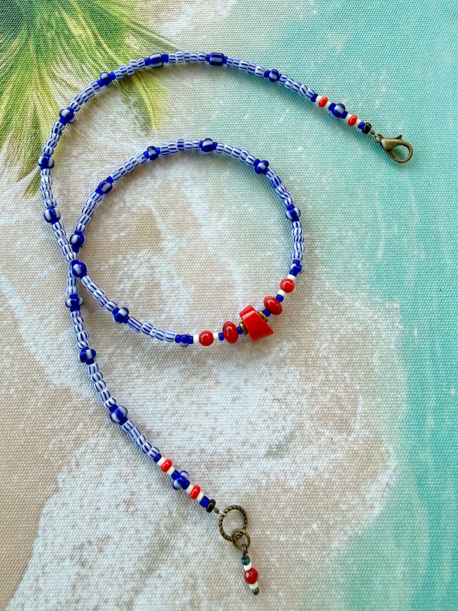 Coral Coast Blue Boho Seed Bead Necklace