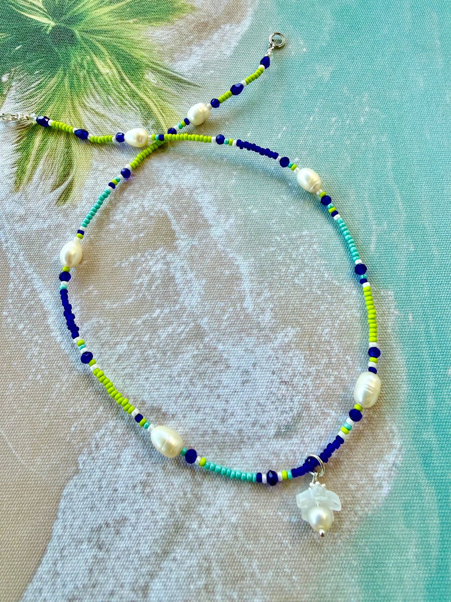 Ocean Pearl Seed Bead  Necklace