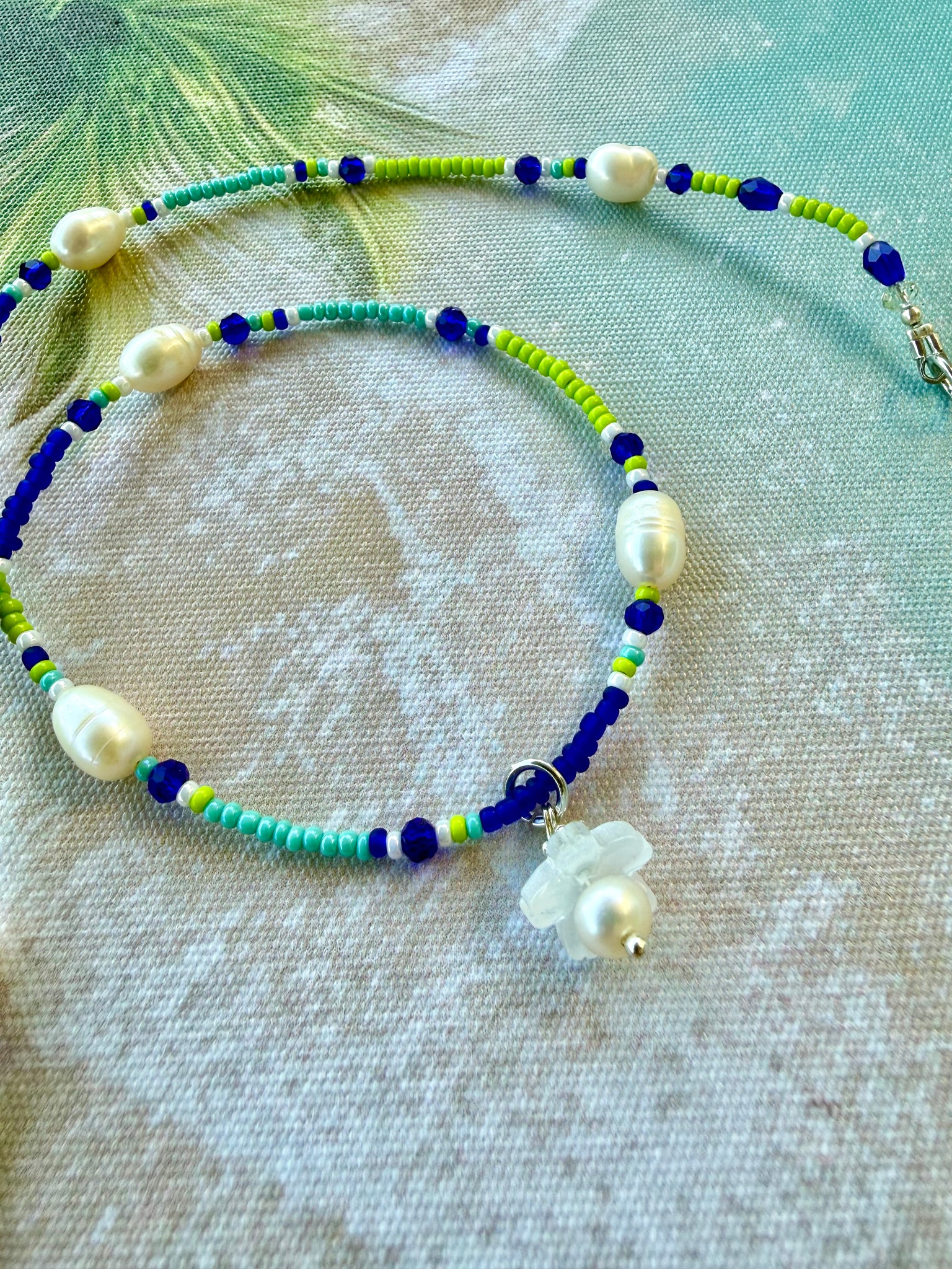 Ocean Pearl Seed Bead  Necklace