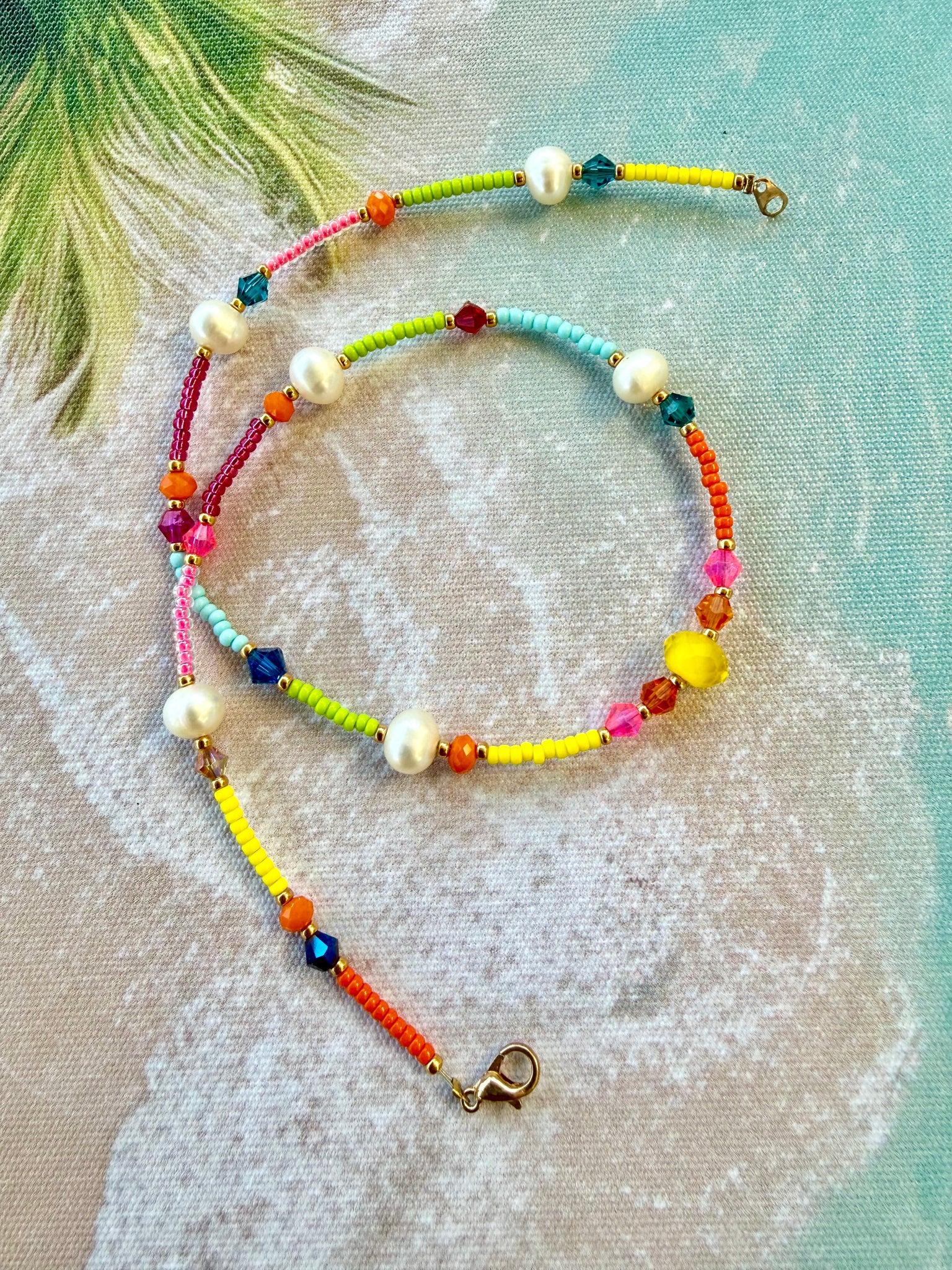 Hippy Seed Bead Crystal Necklace