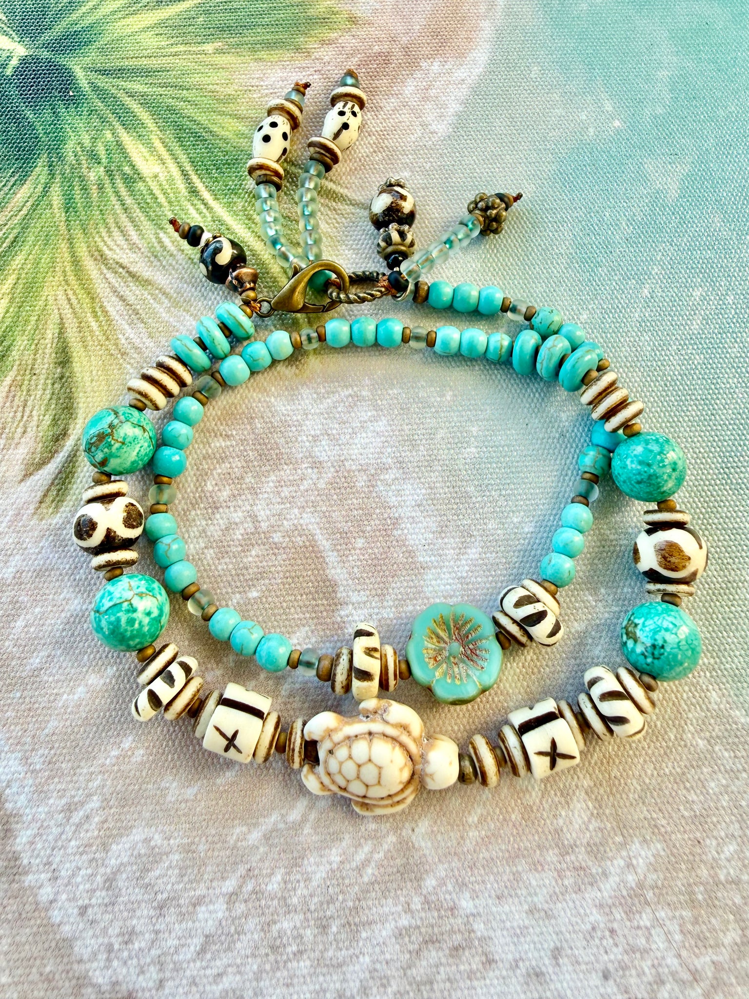 Ocean Breeze Tribal Shell Stone Bracelet