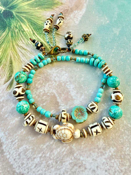 Ocean Breeze Tribal Shell Stone Bracelet