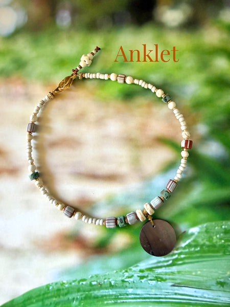 Beachie Boho Seed Bead Bali Anklet