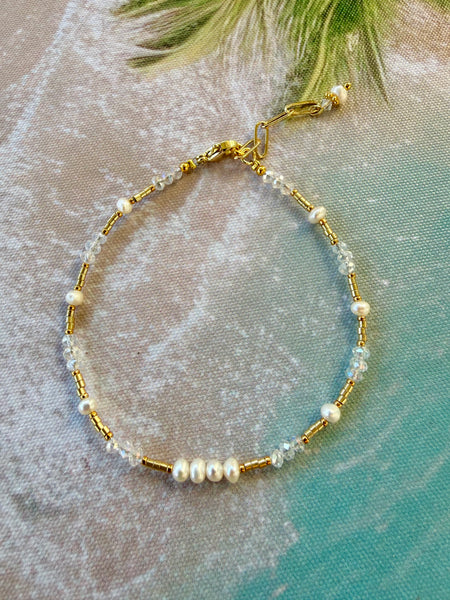 Ocean Pearl & Crystal Luxe Bracelet