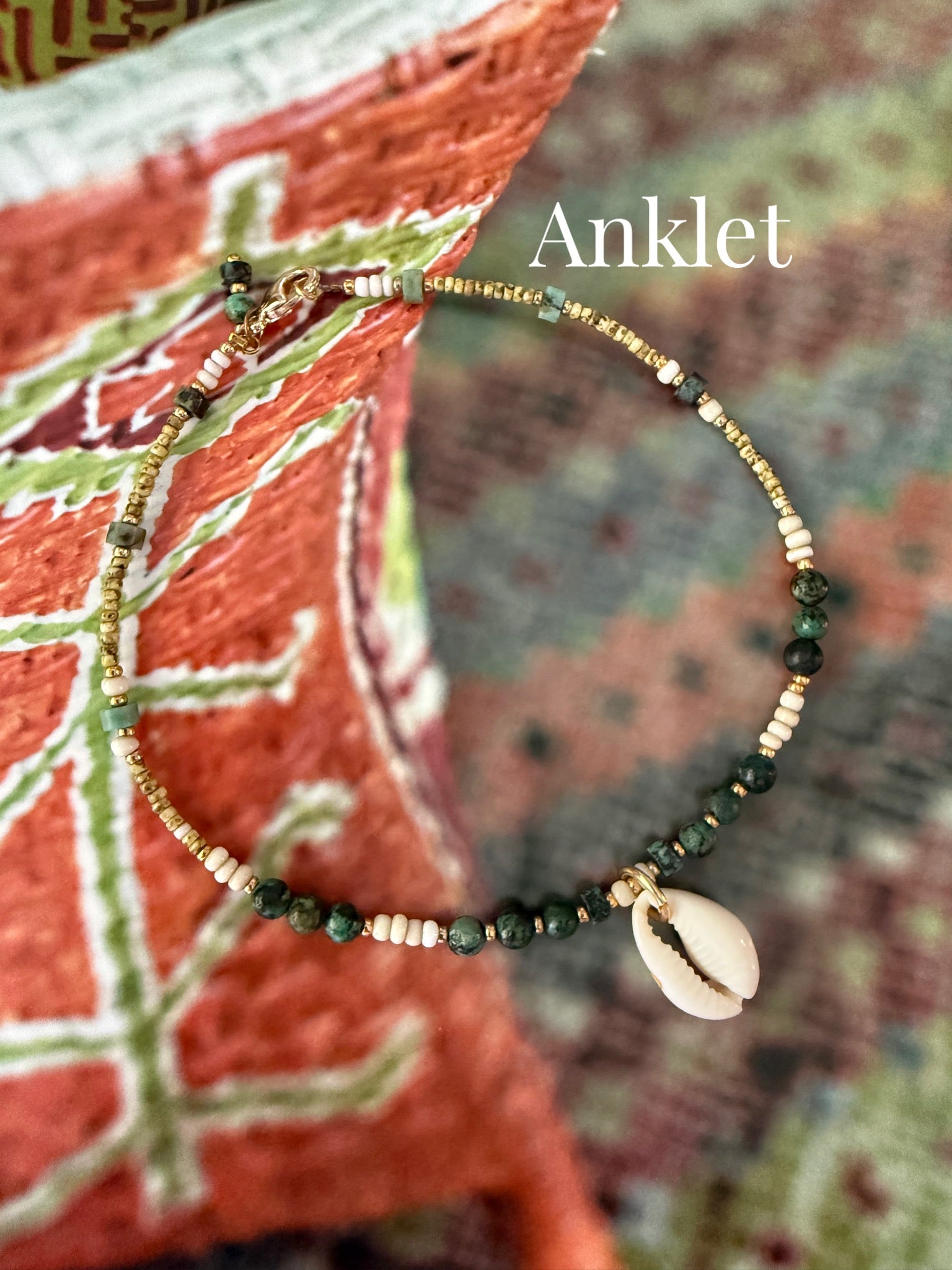 Cowrie Shell Seed Bead Anklet