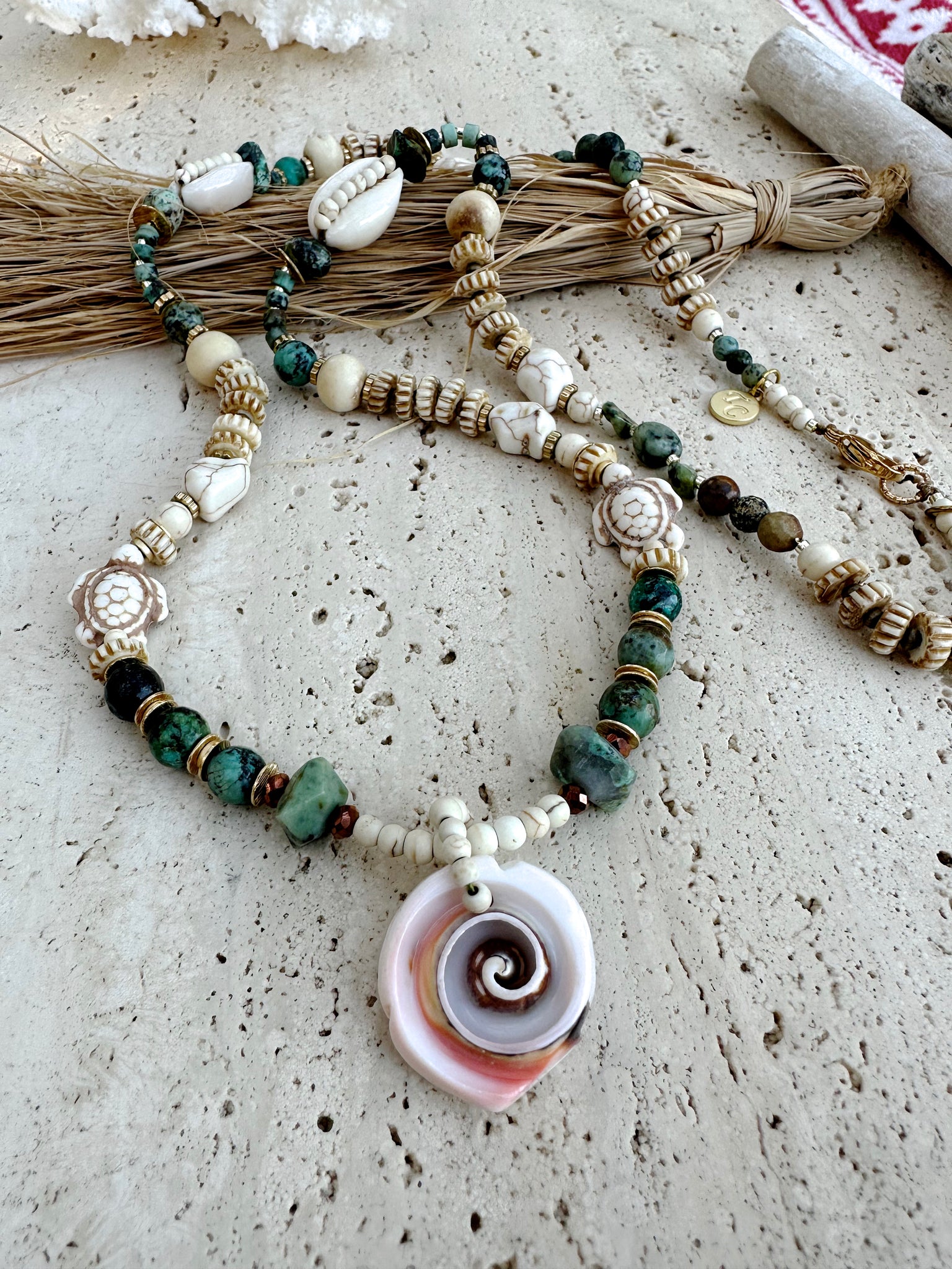 Cowrie Shell Turquoise Necklace