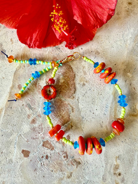 Hippy Flower Seed Bead Bracelet