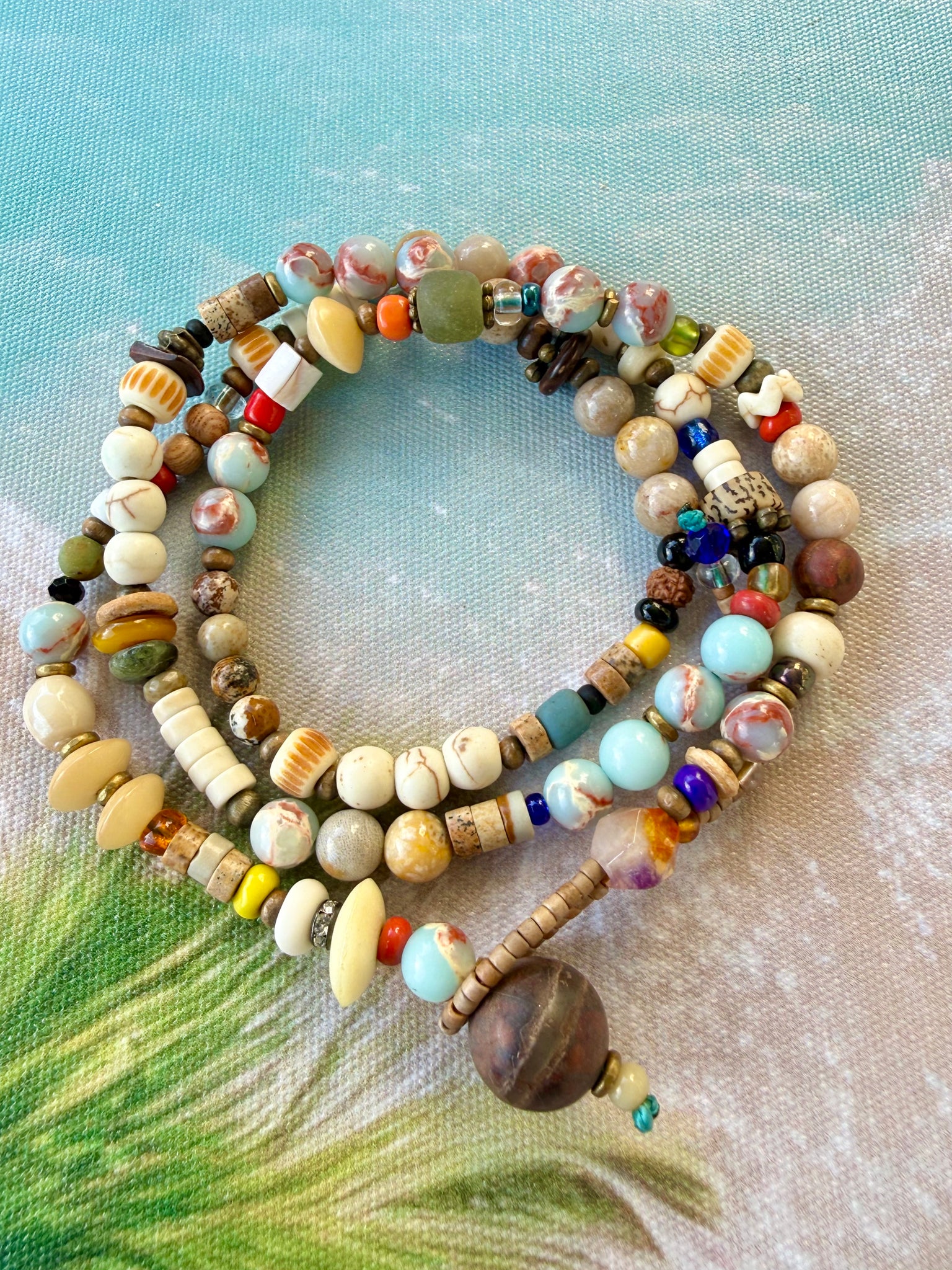 Beaded Stone Wrap Bracelet