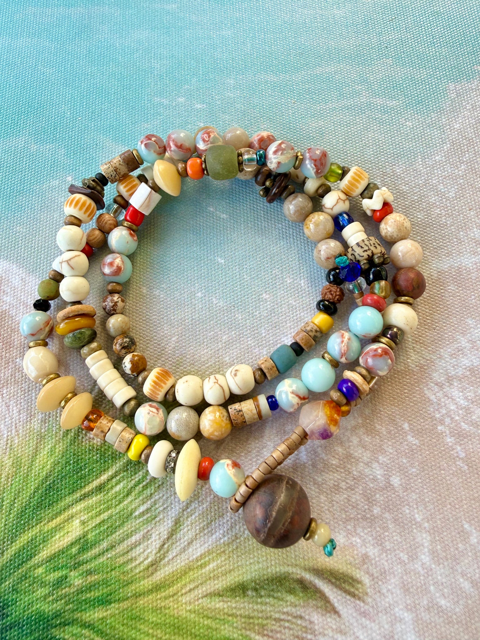 Beaded Stone Wrap Bracelet