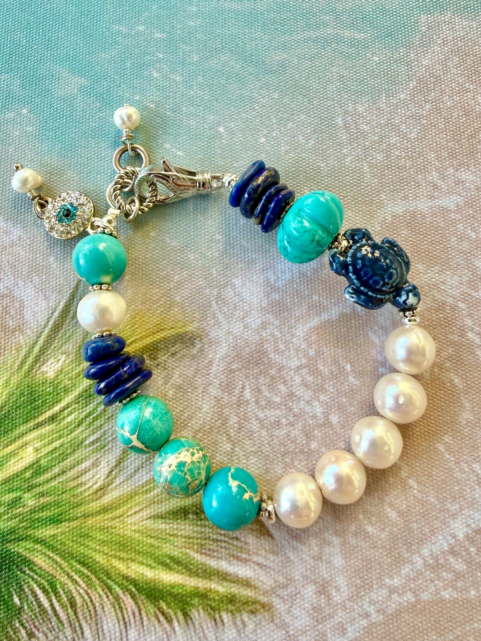 Turquoise Turtle Ocean Pearl Bracelet