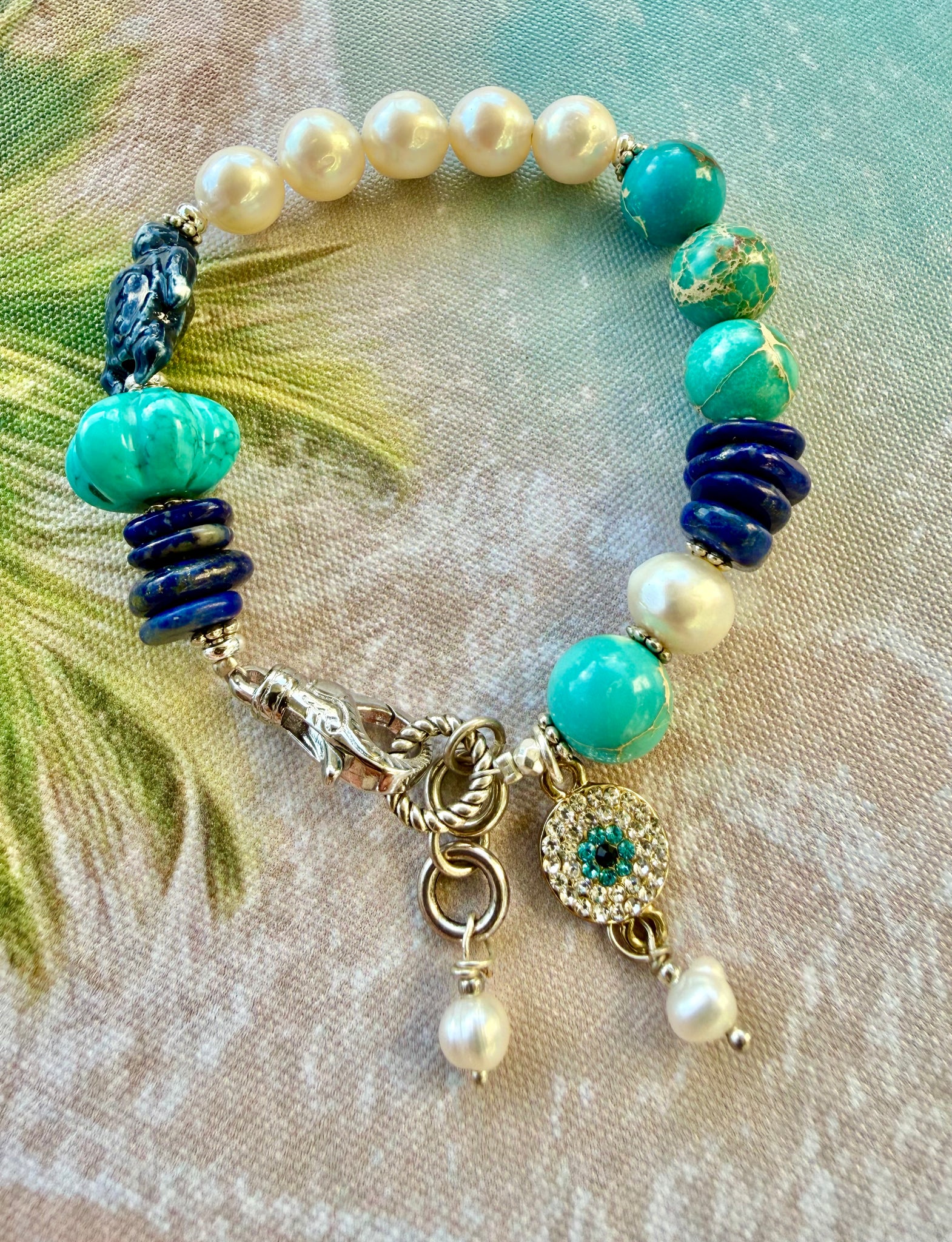 Turquoise Turtle Ocean Pearl Bracelet