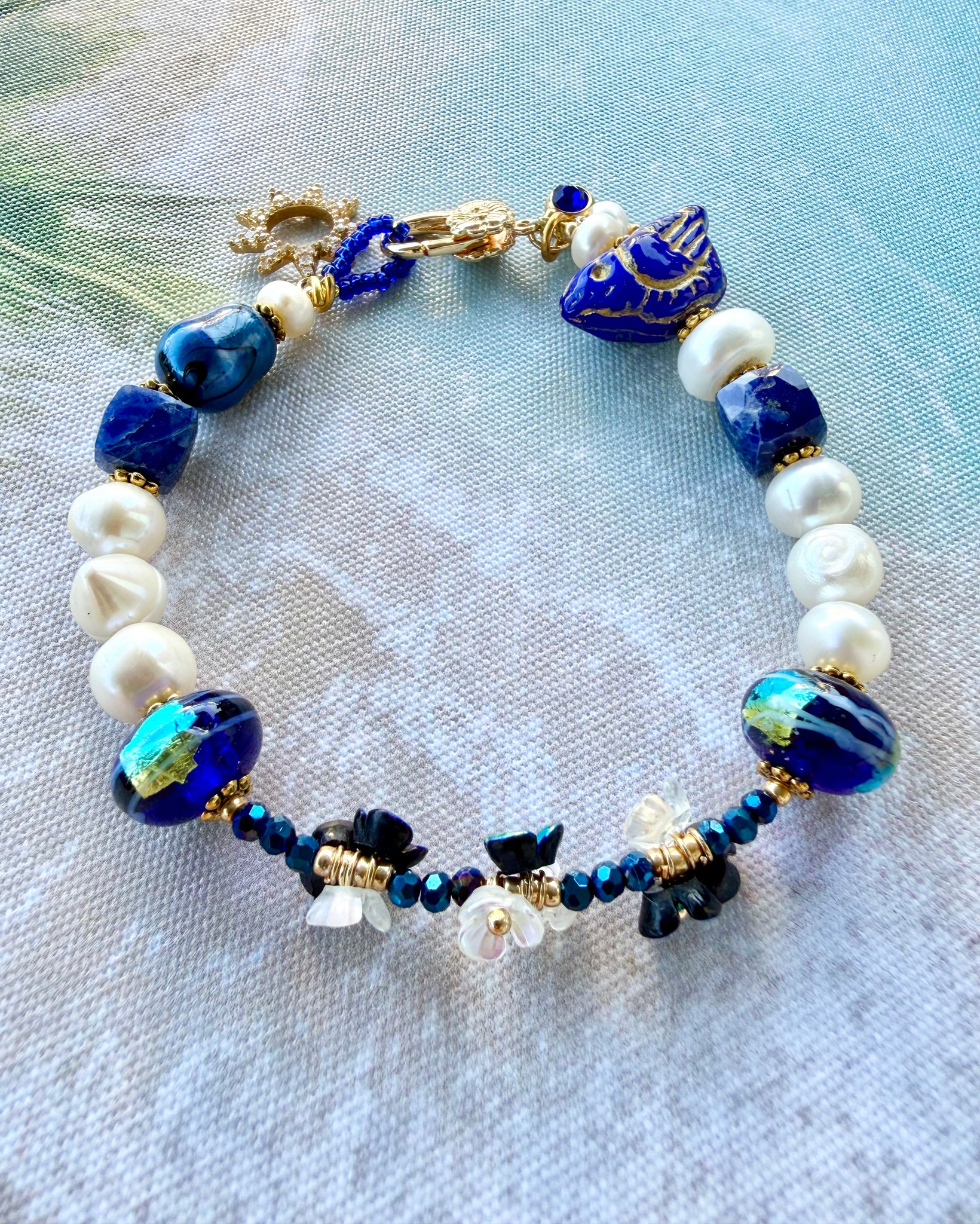 Blue Bird Pearl Bracelet