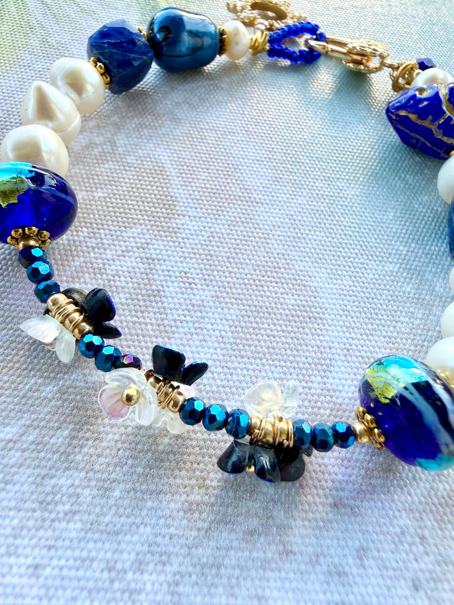Blue Bird Pearl Bracelet