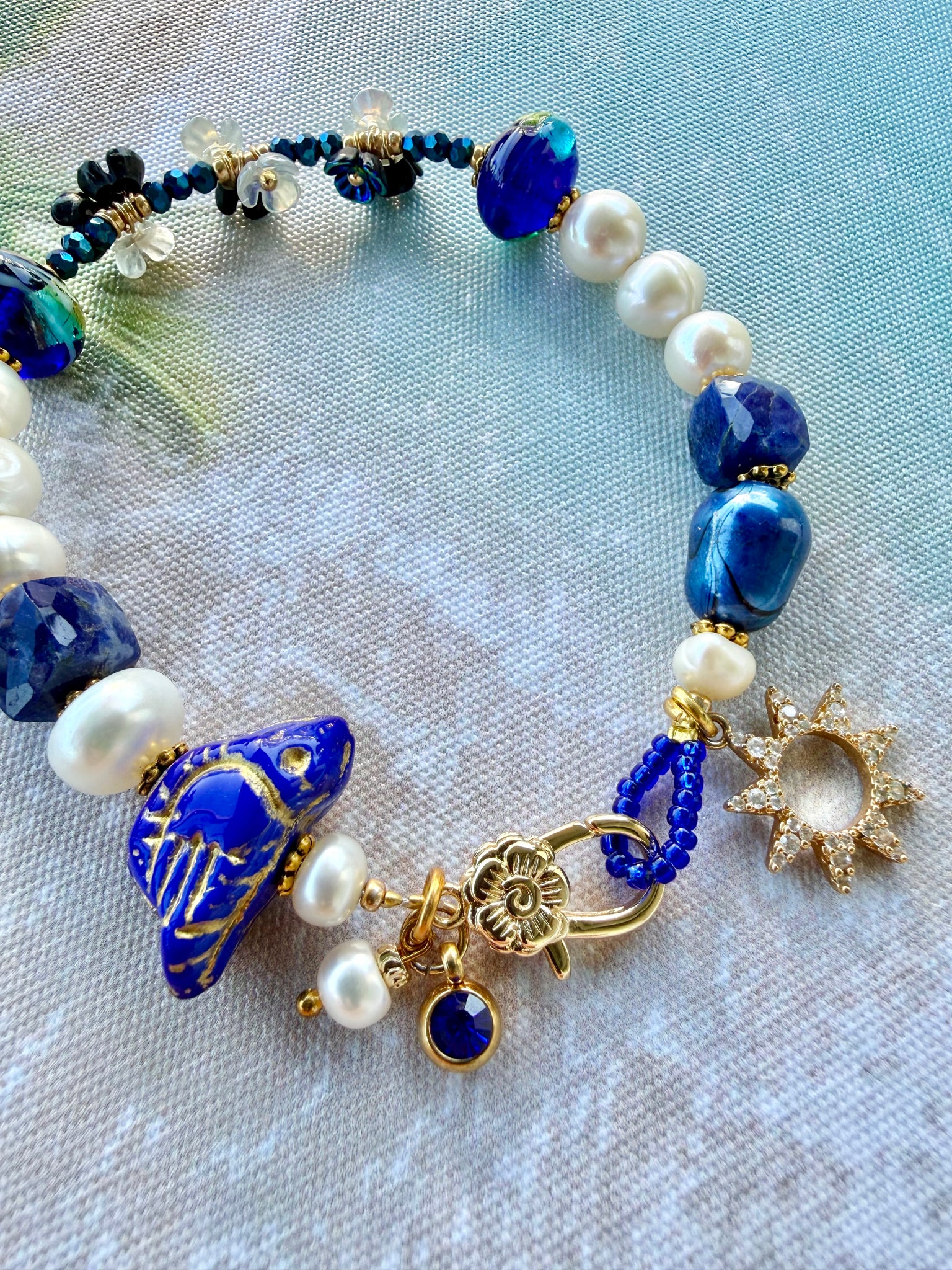 Blue Bird Pearl Bracelet