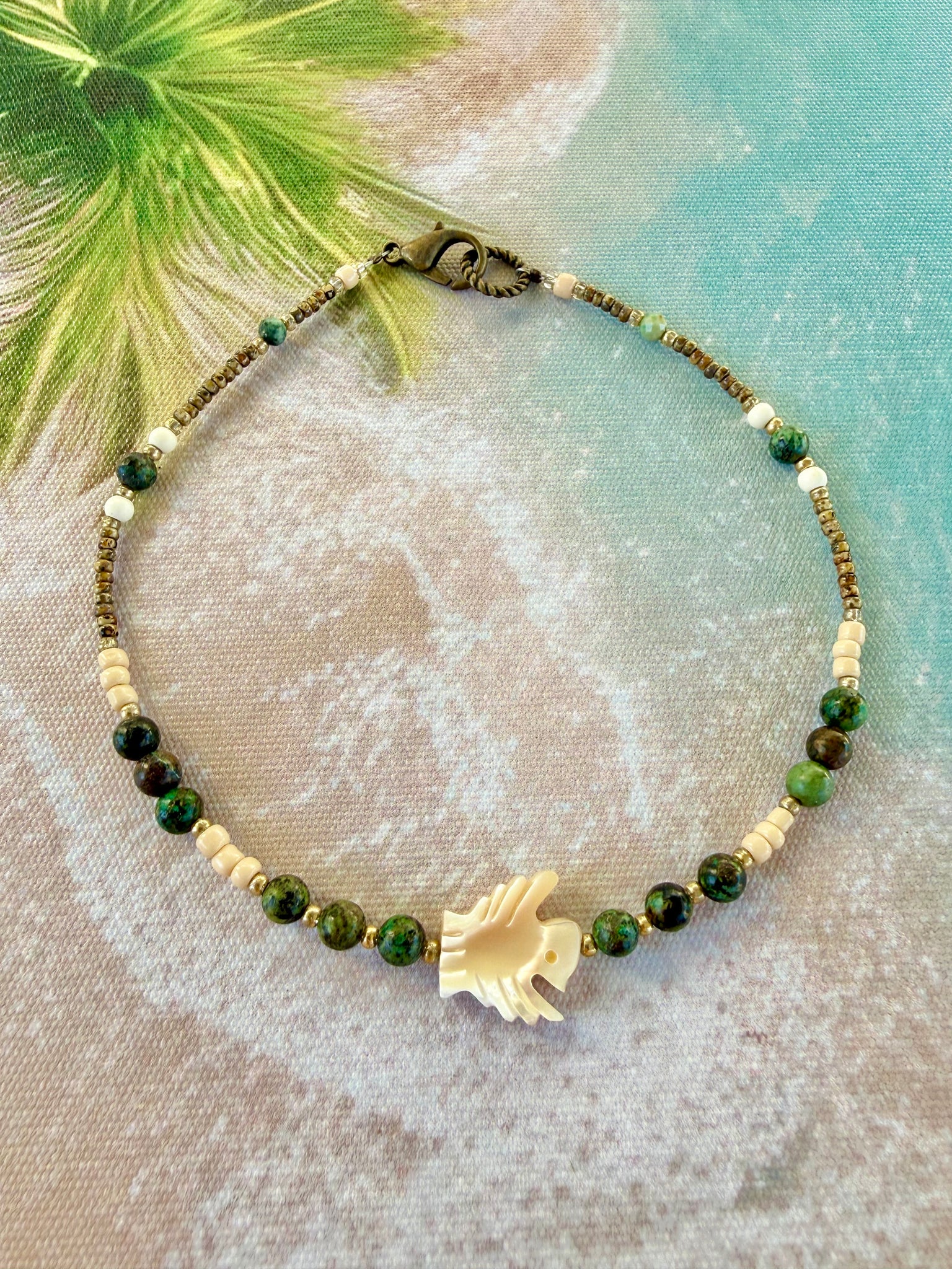 Seed Bead Shell Bird Anklet