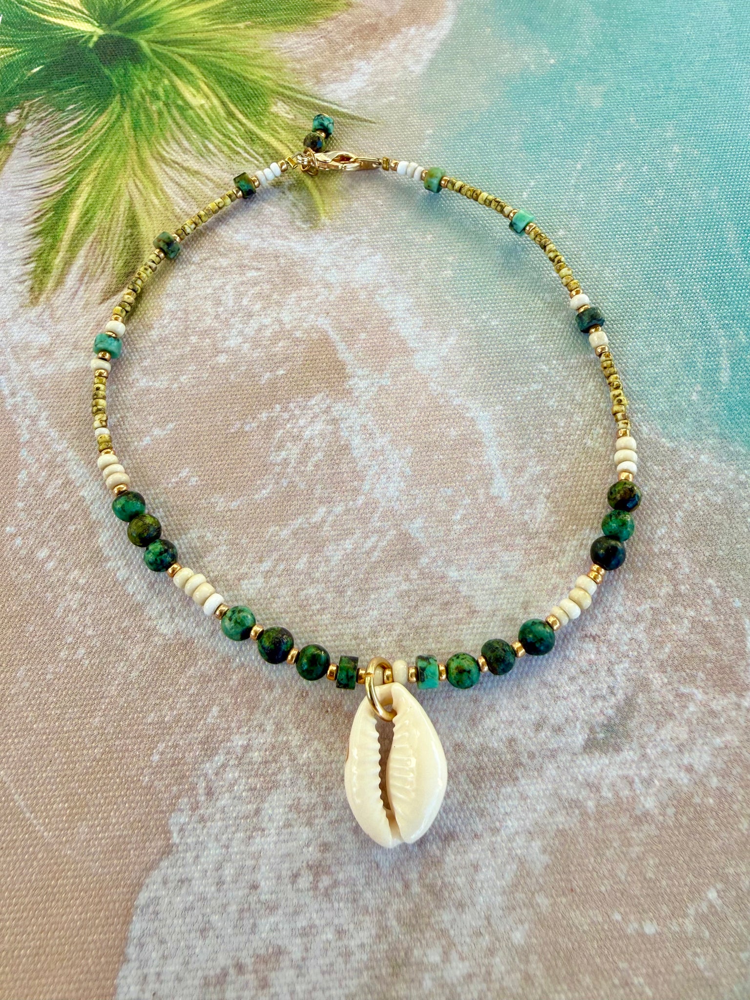 Cowrie Shell Seed Bead Anklet
