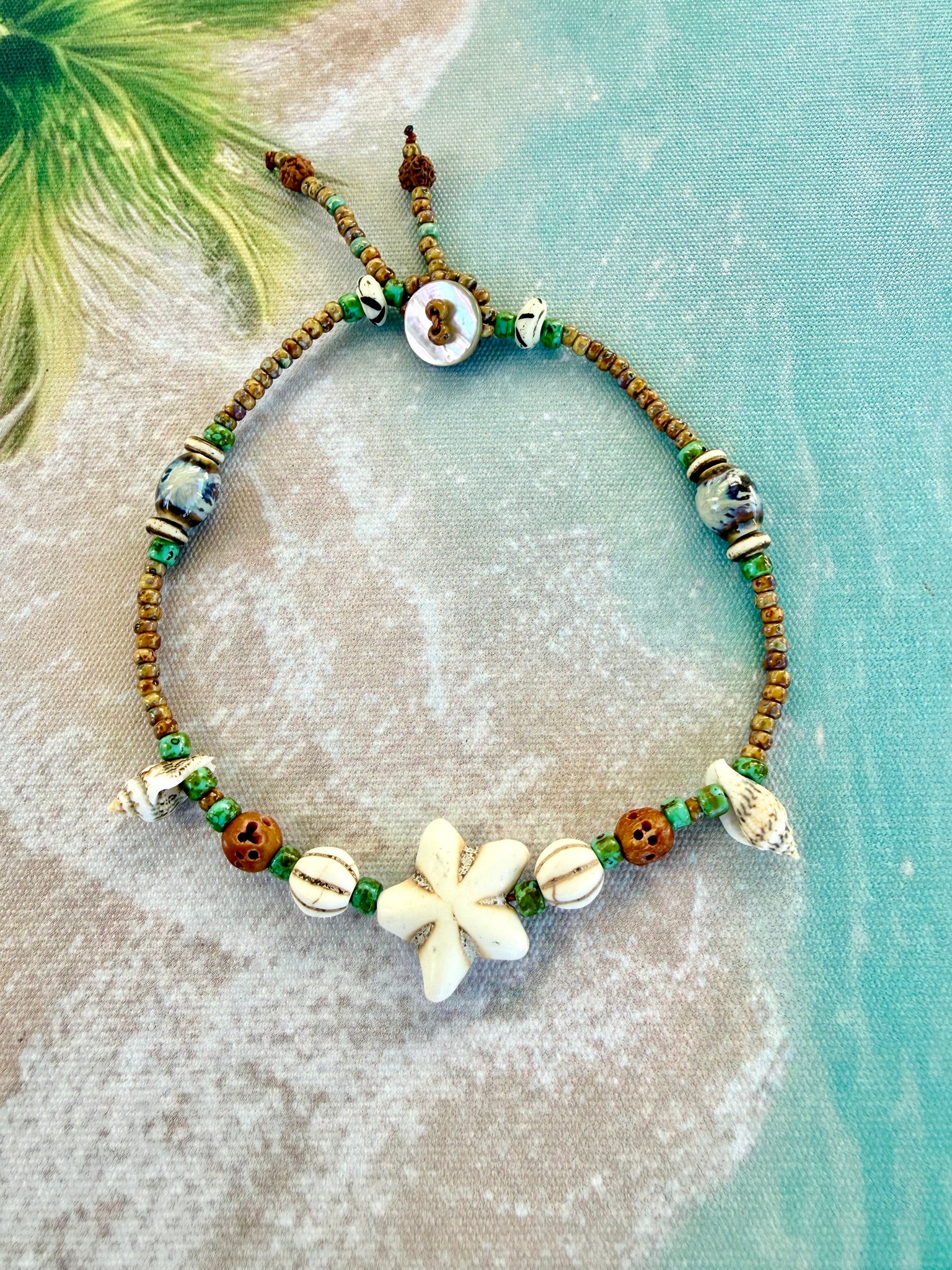 Starfish Shell Beaded Anklet