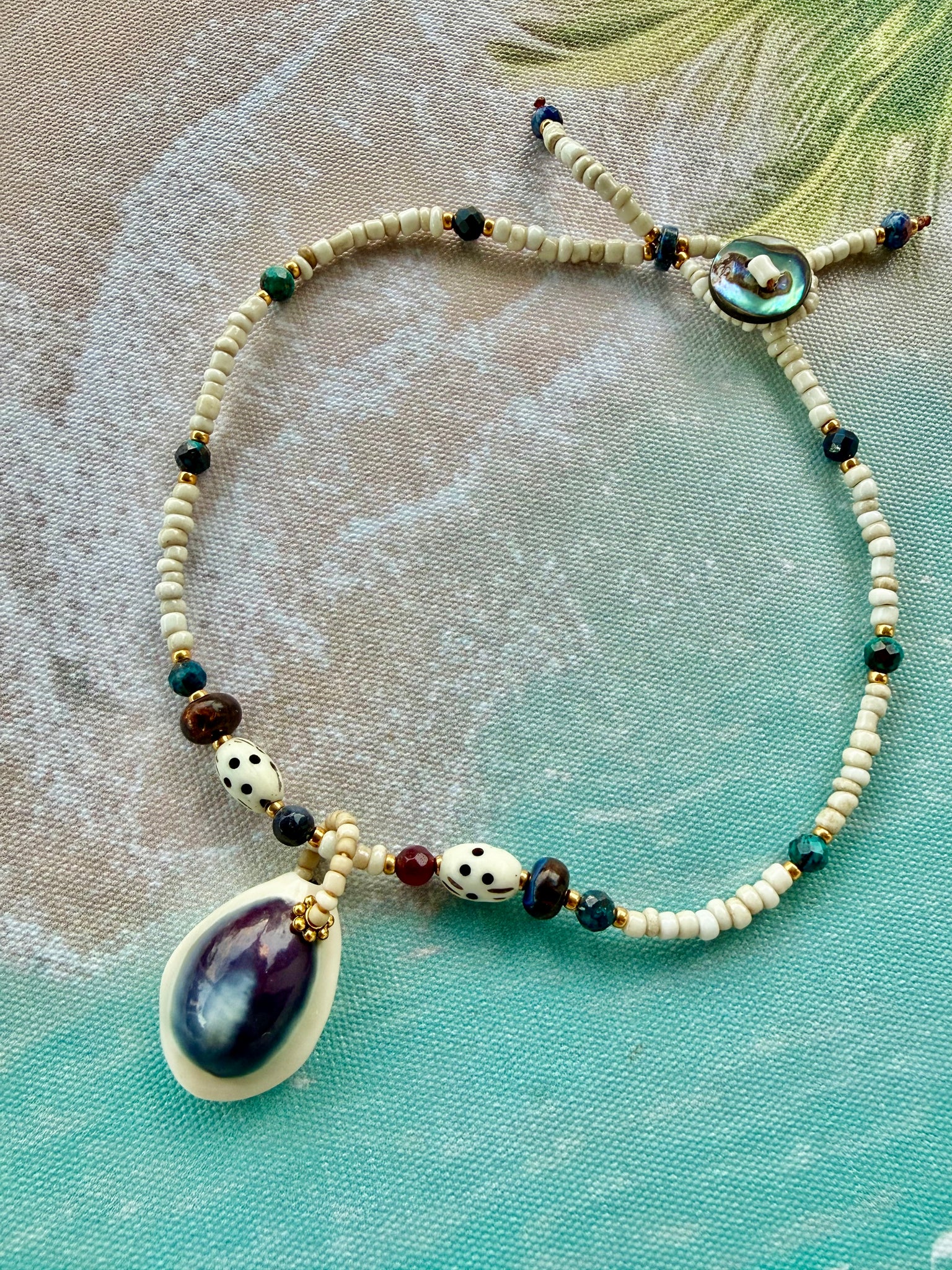 Cowrie Shell Seed Bead Anklet