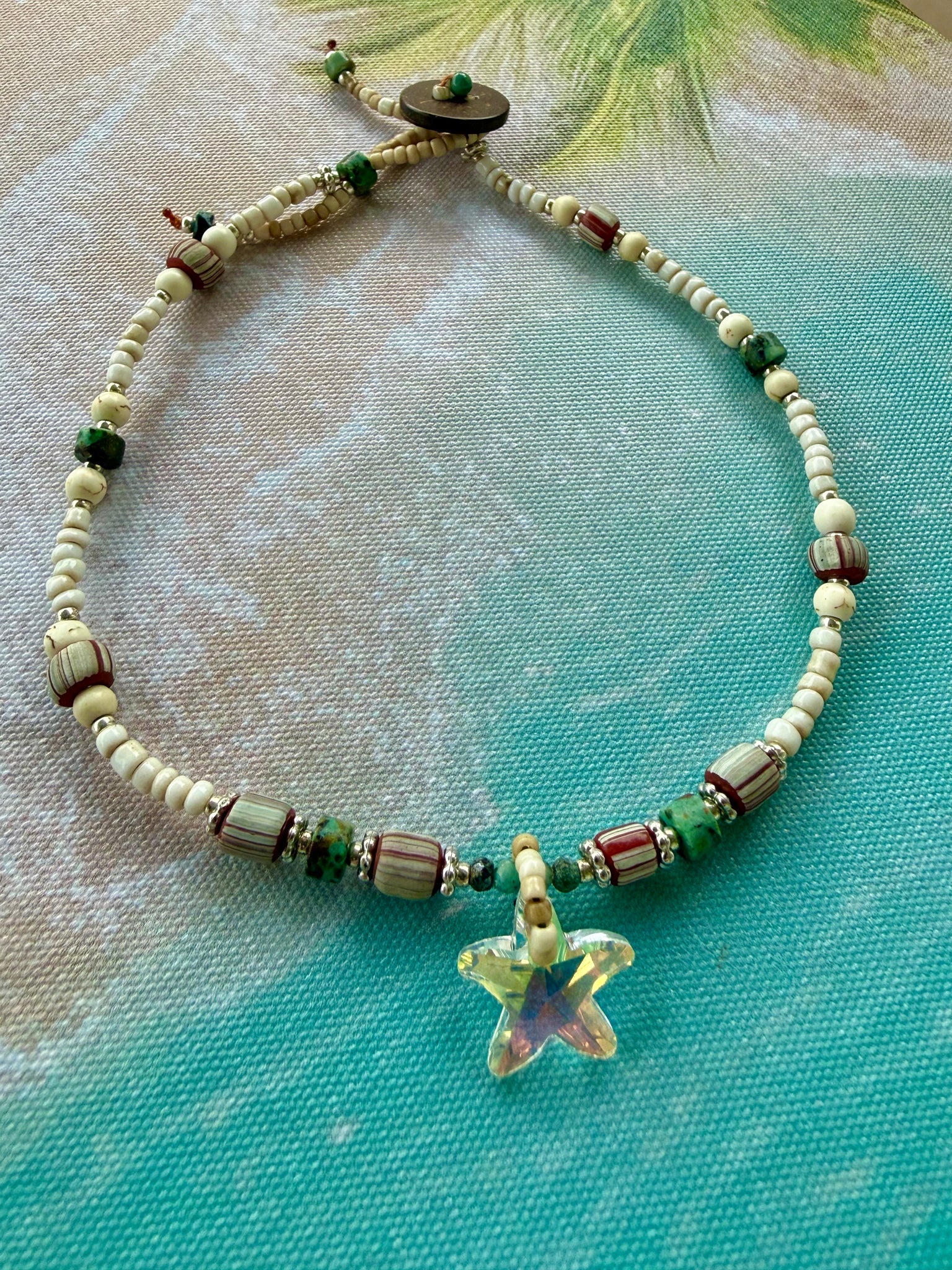 Seed Bead Crystal Starfish Anklet