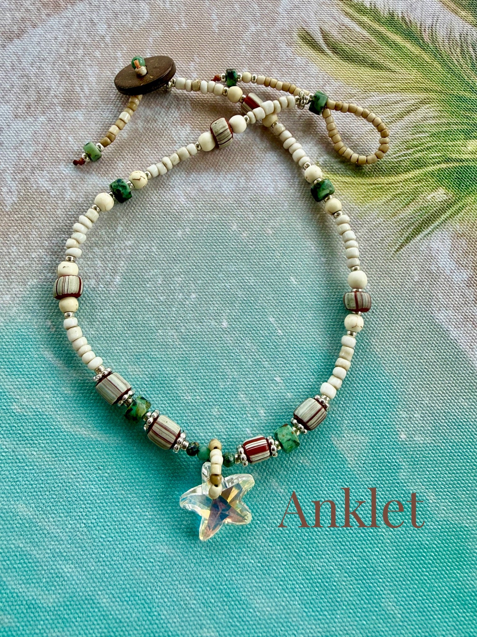Seed Bead Crystal Starfish Anklet