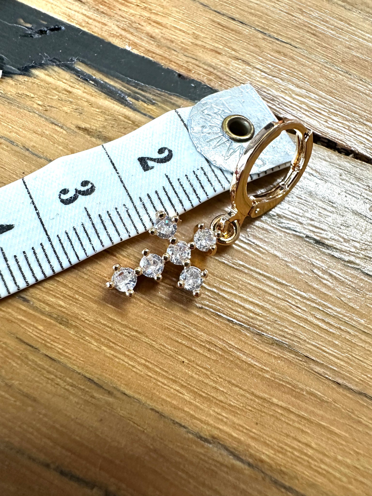 Gold Crystal Cross Earrings