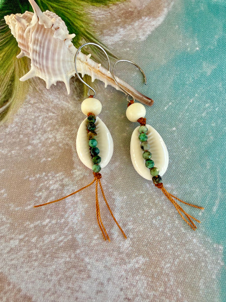 Cowrie Shell Island Silver Earrings