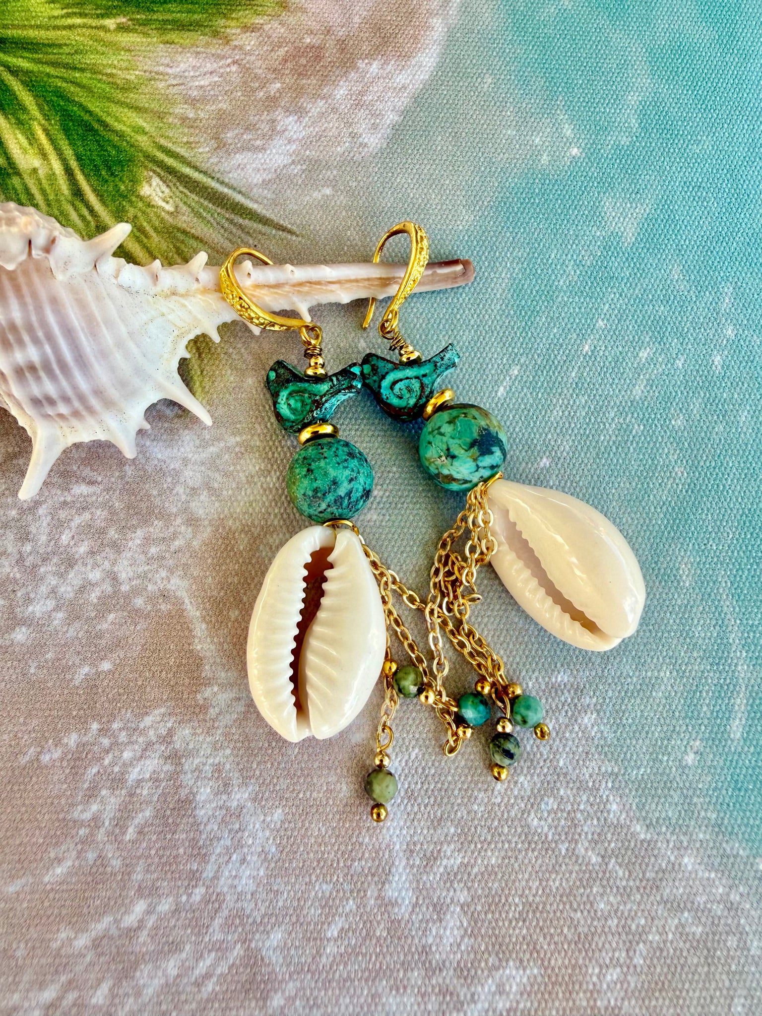 Cowrie Shell Charm Earrings