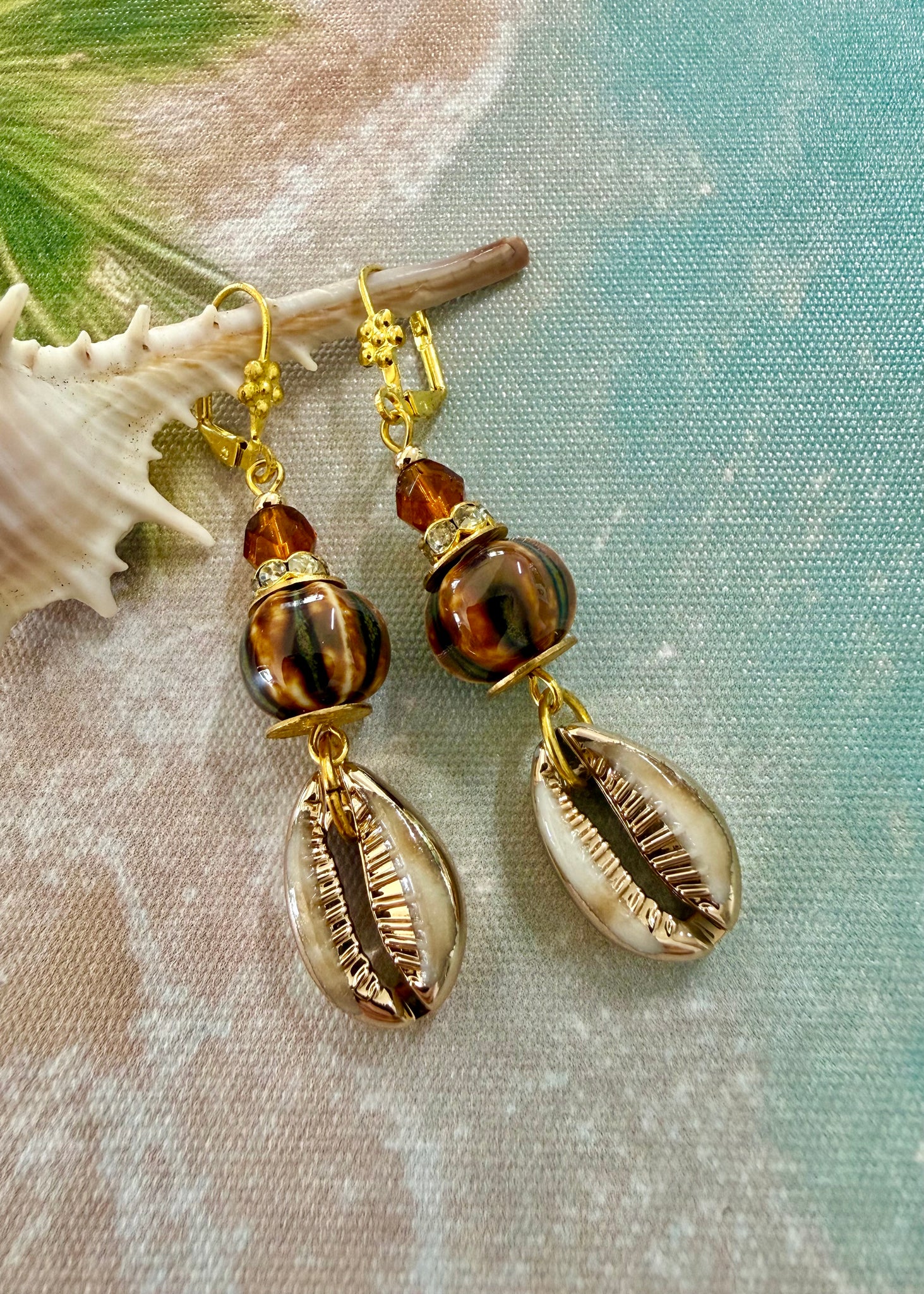 Ocean Surf Cowrie Shell Earrings