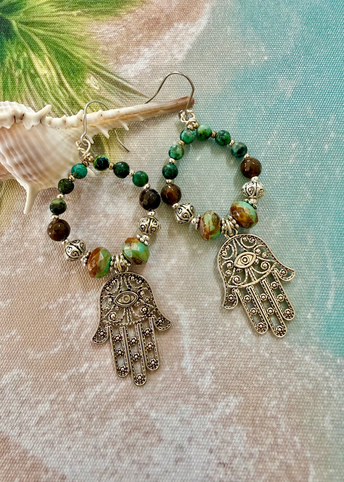 Boho Hamsa Hand  Earrings
