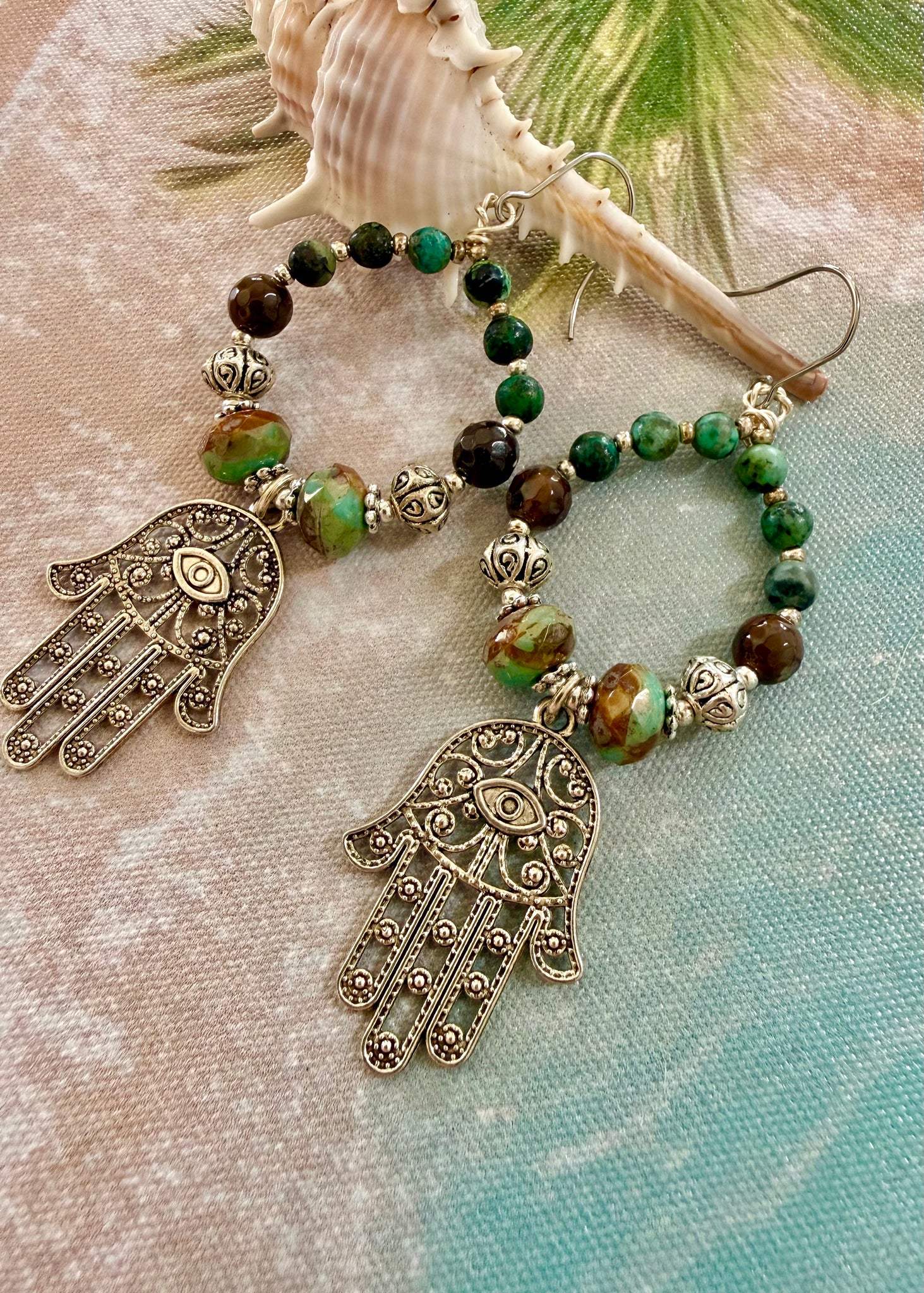 Boho Hamsa Hand  Earrings