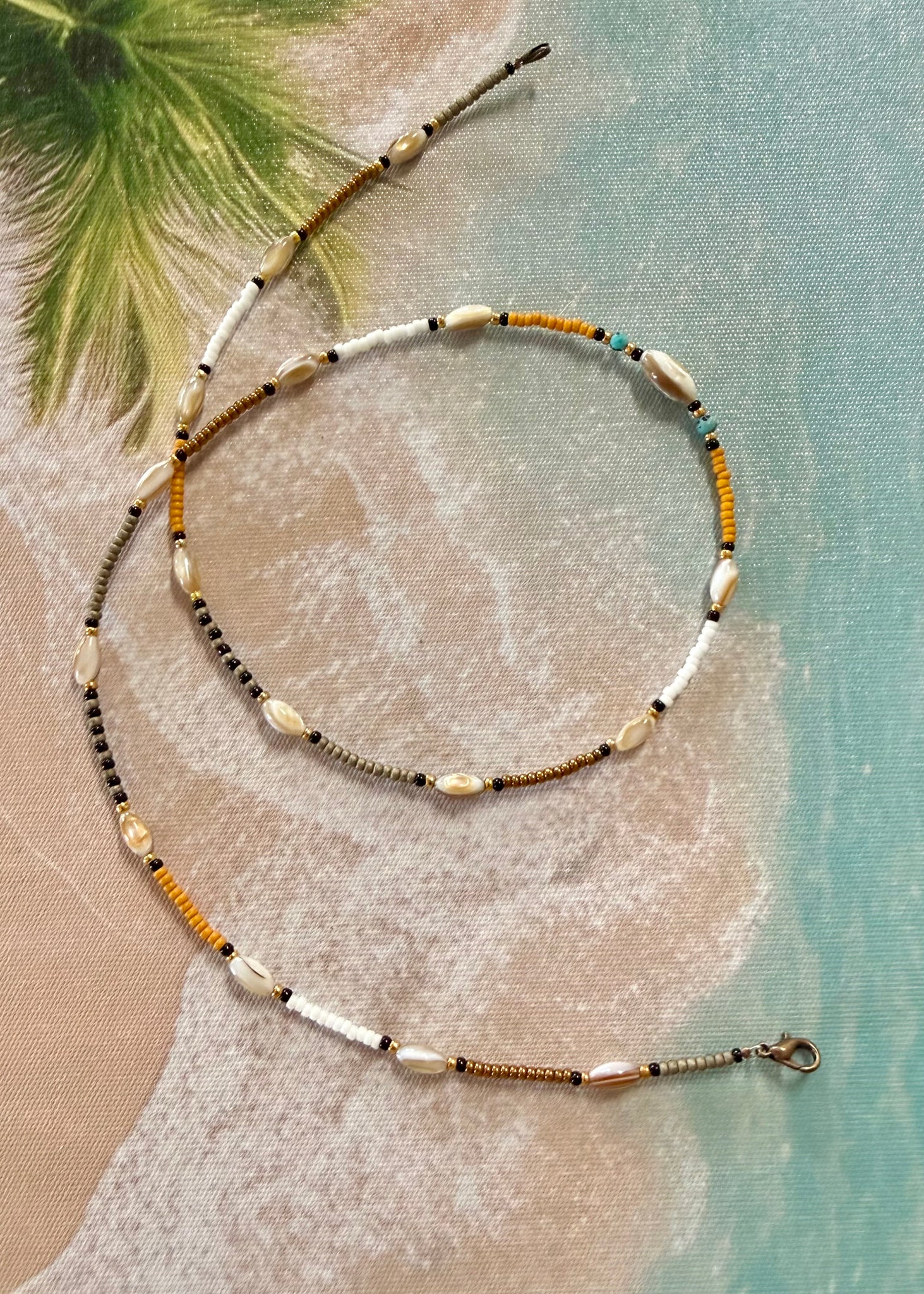 Ocean Wave Shell Seed Bead Necklace