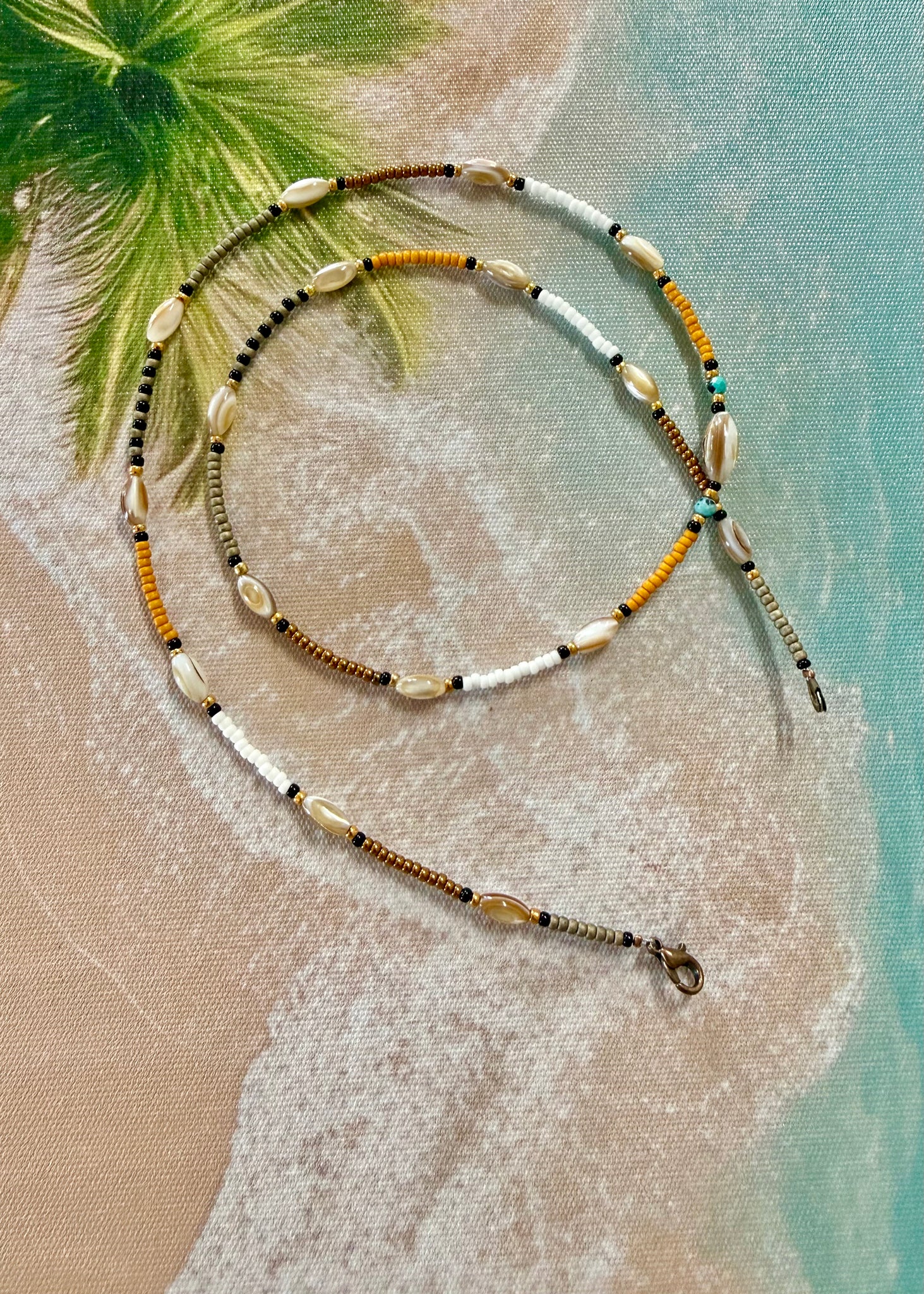 Ocean Wave Shell Seed Bead Necklace