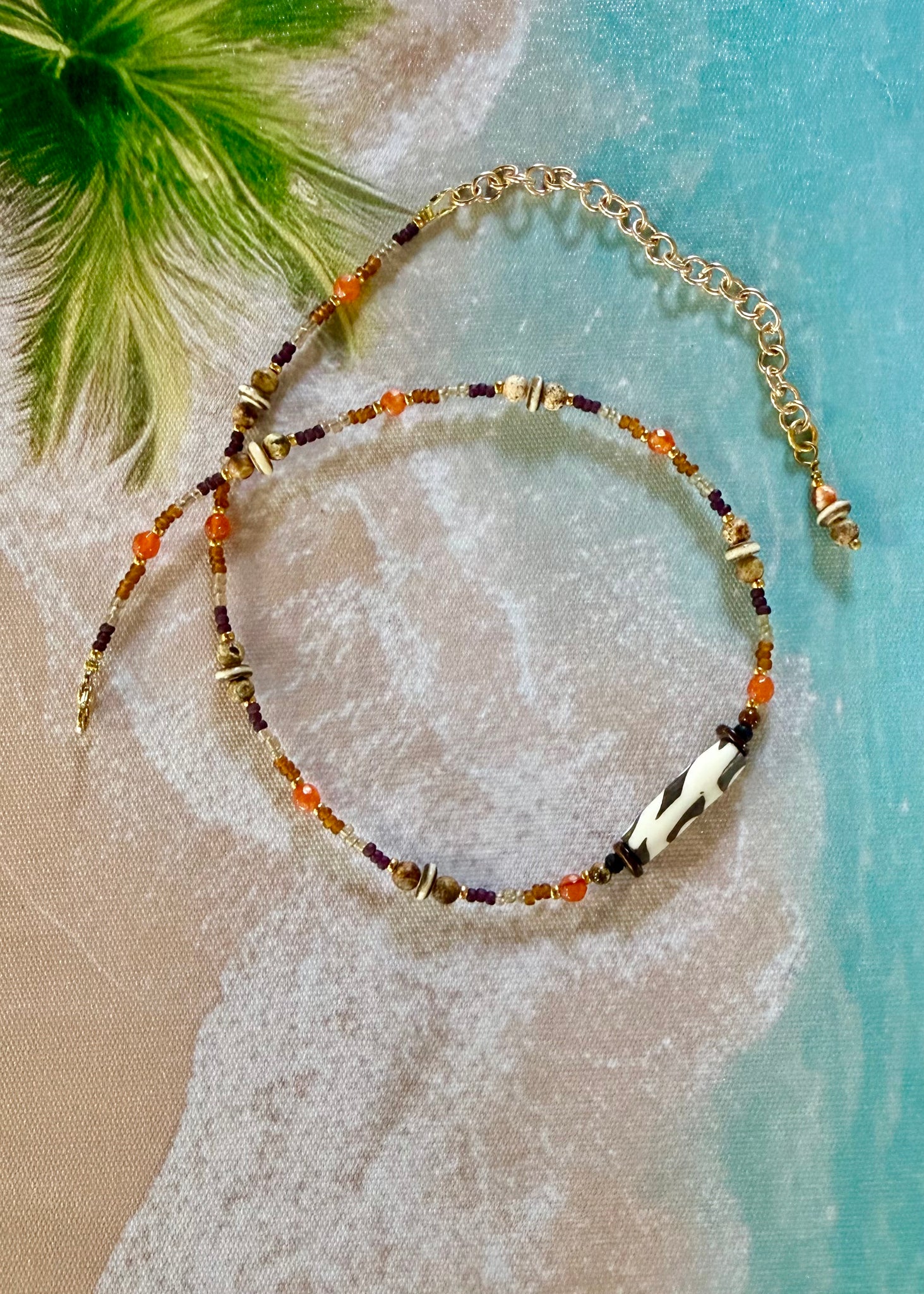 Tribal Coastal Seed Bead Necklace