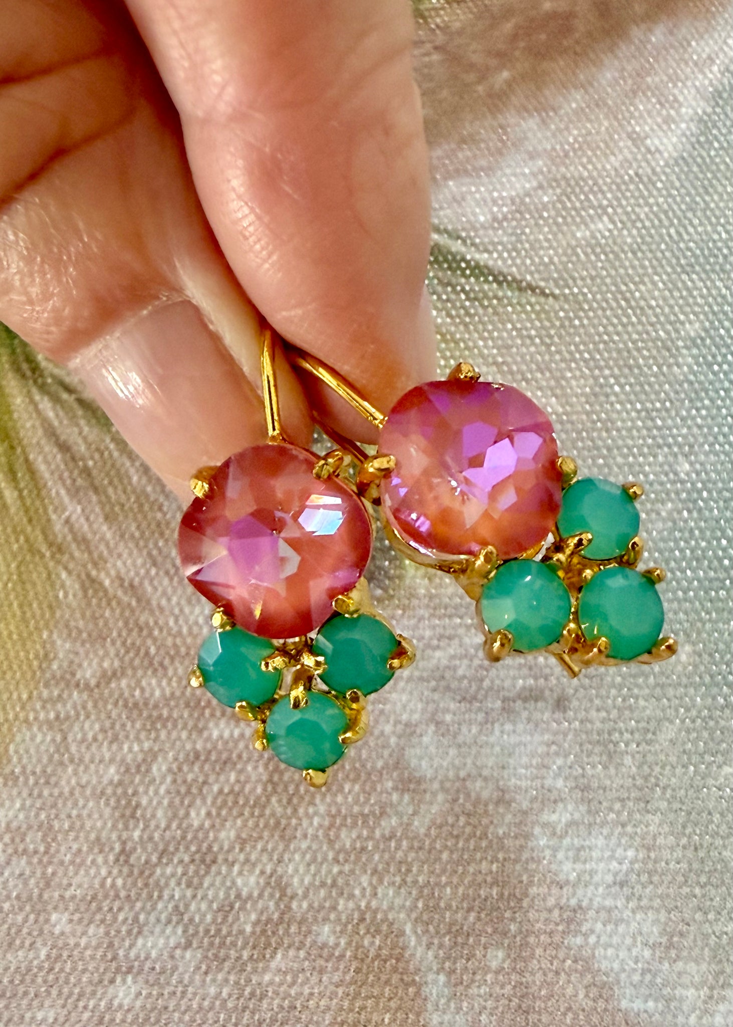 Coral Kiss Crystal Earrings