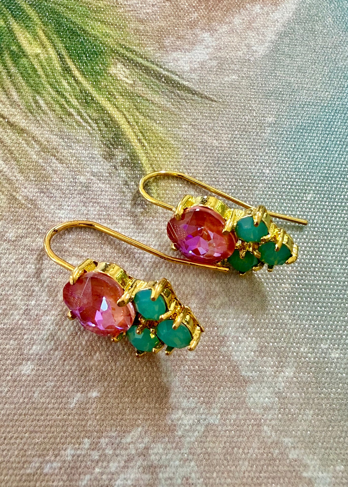 Coral Kiss Crystal Earrings