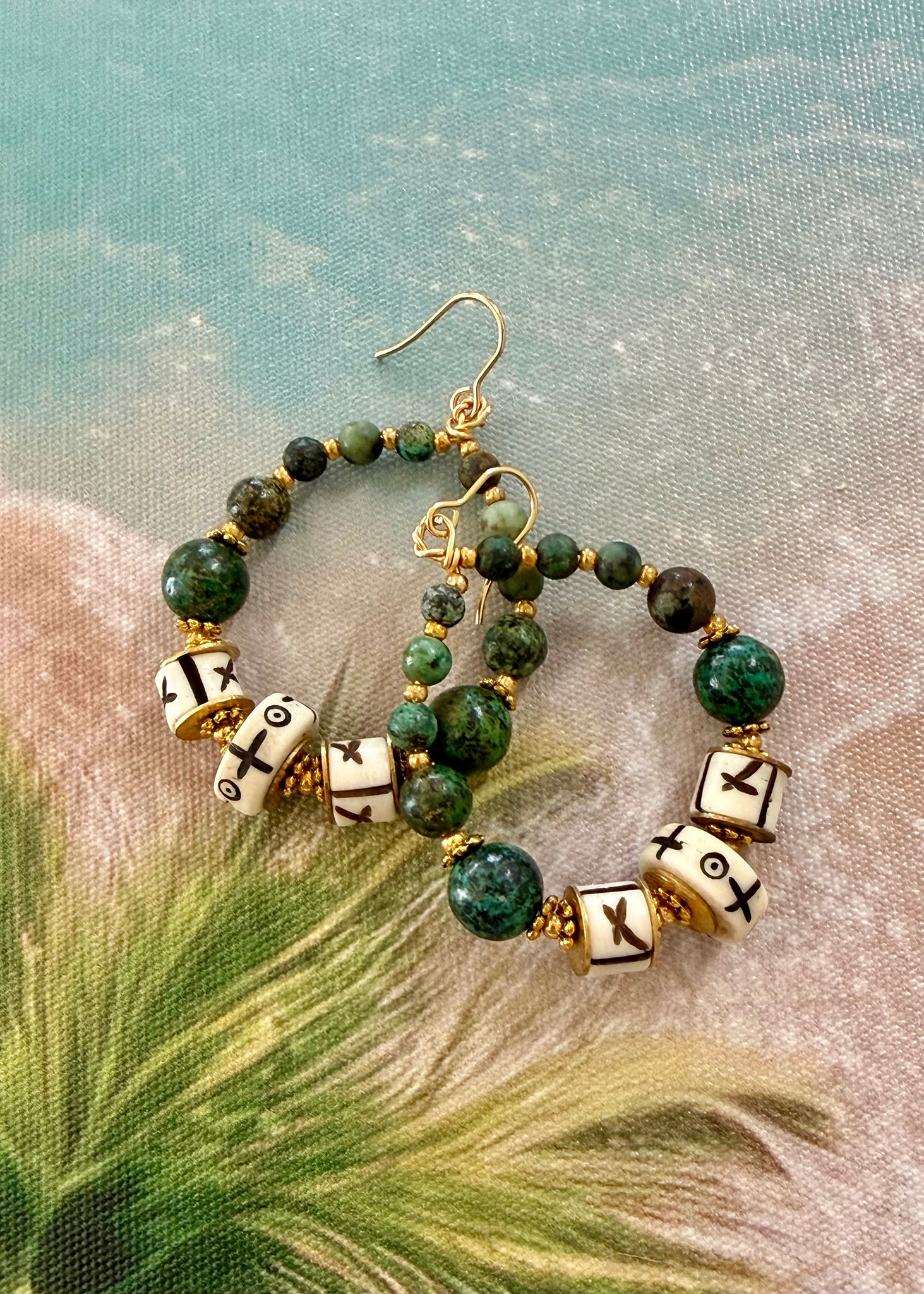 Tribal Turquoise Stone  Earrings