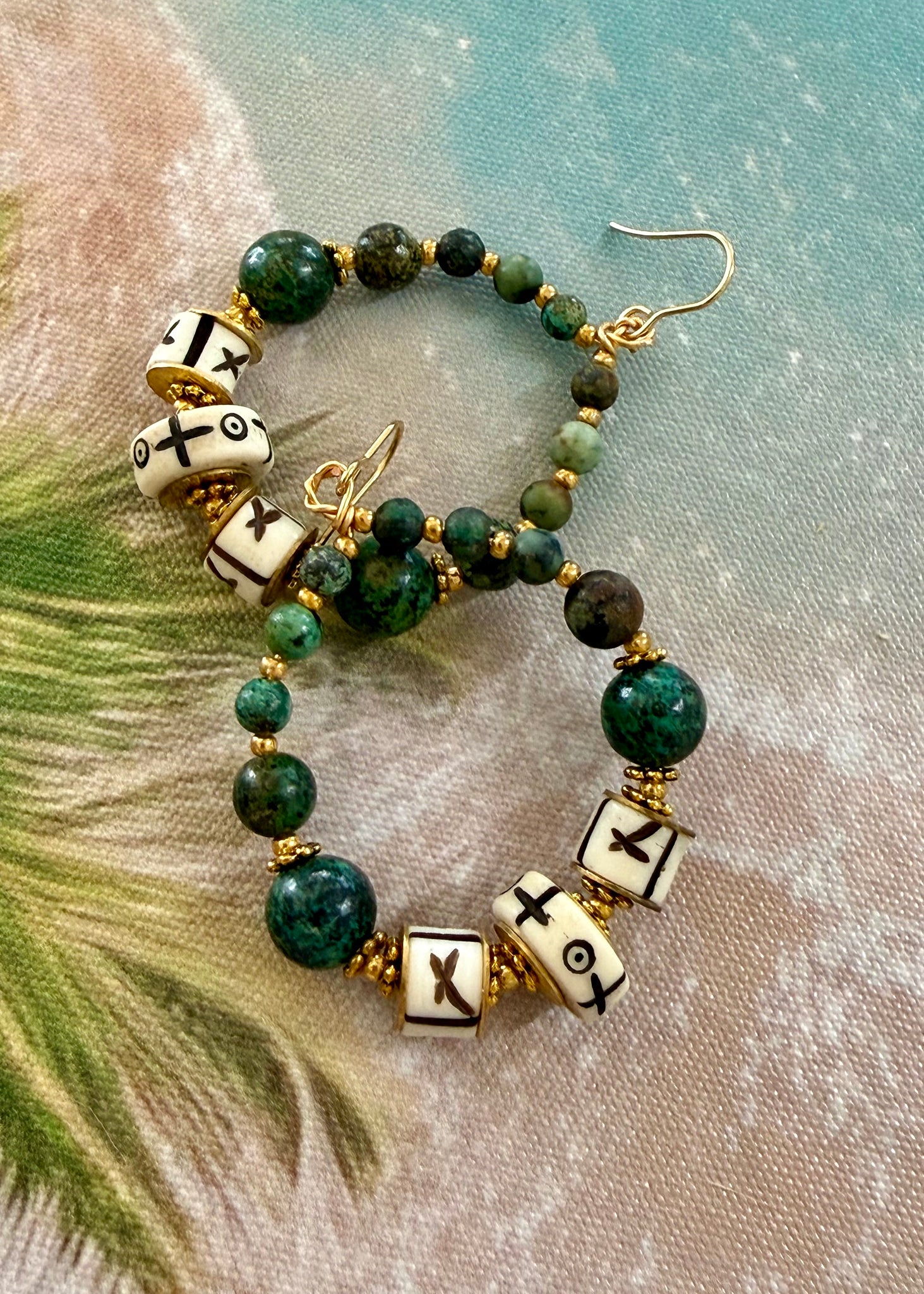 Tribal Turquoise Stone  Earrings