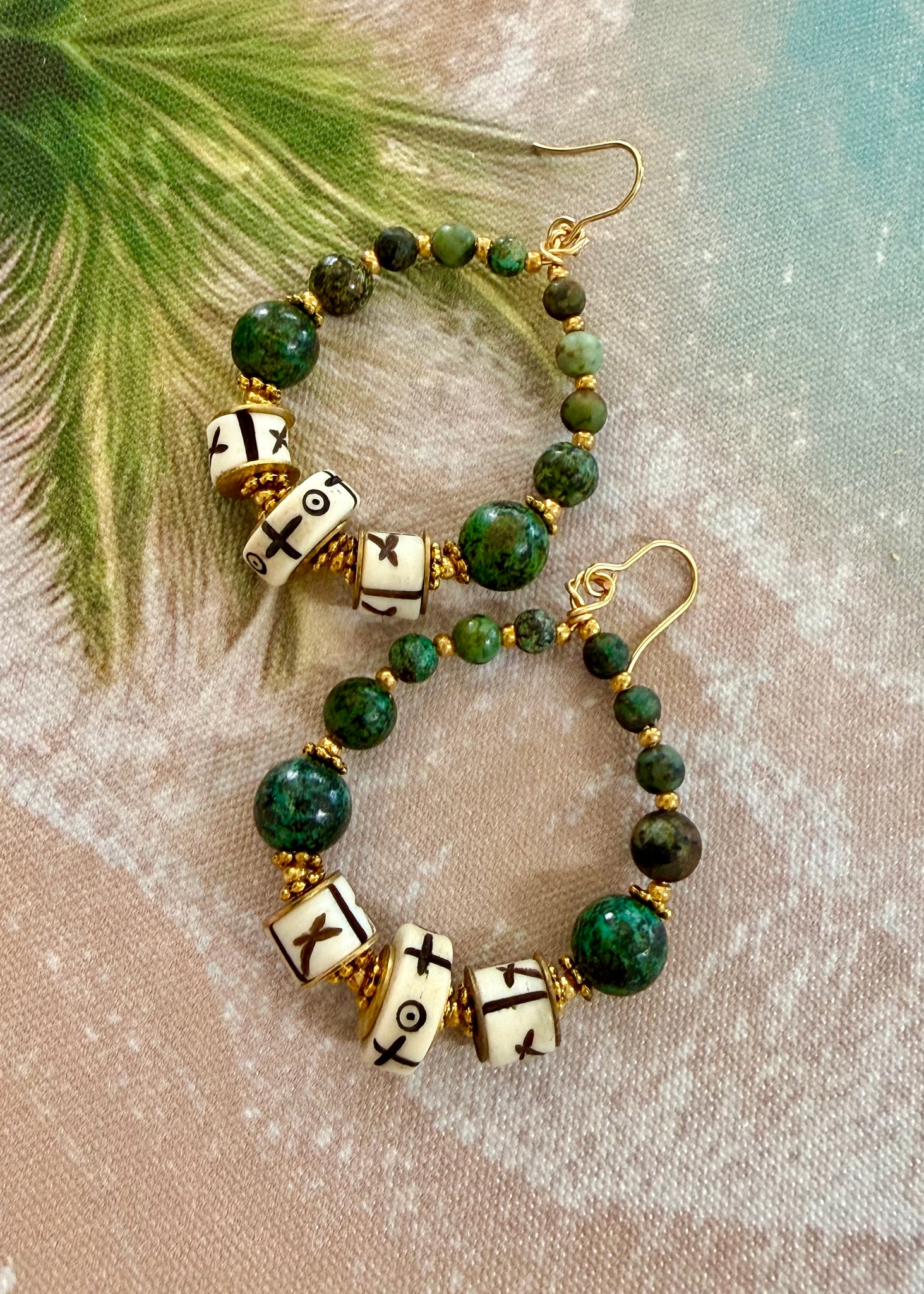 Tribal Turquoise Stone  Earrings