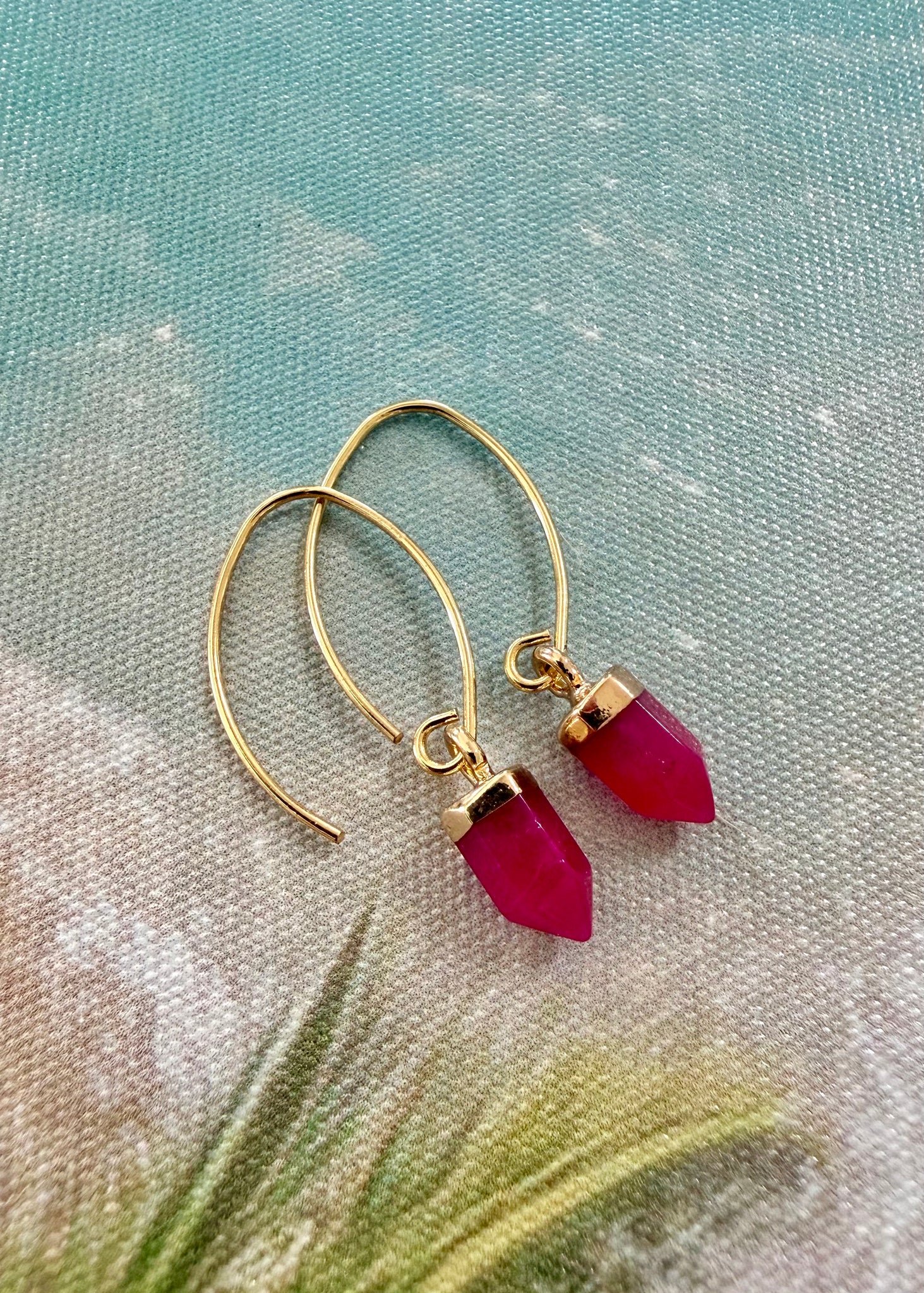 Rose Quartz Boho Gold Earrings