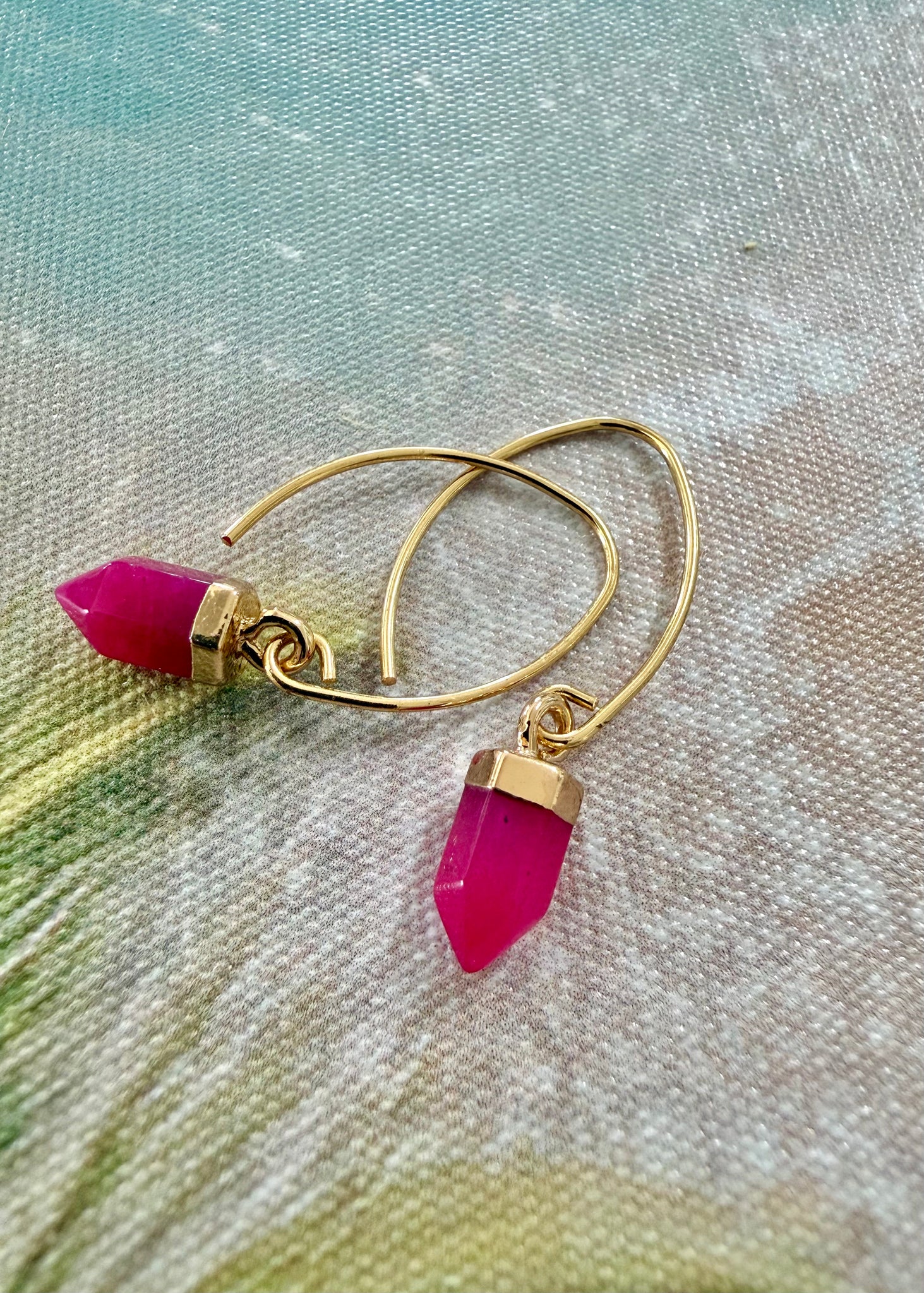 Rose Quartz Boho Gold Earrings