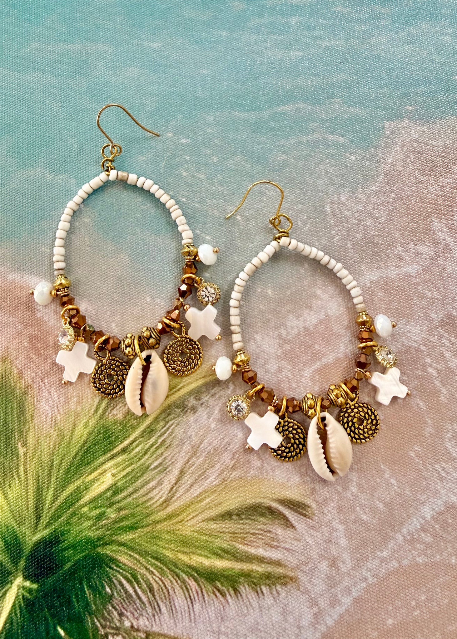 Boho Cowrie Shell Charm Earrings