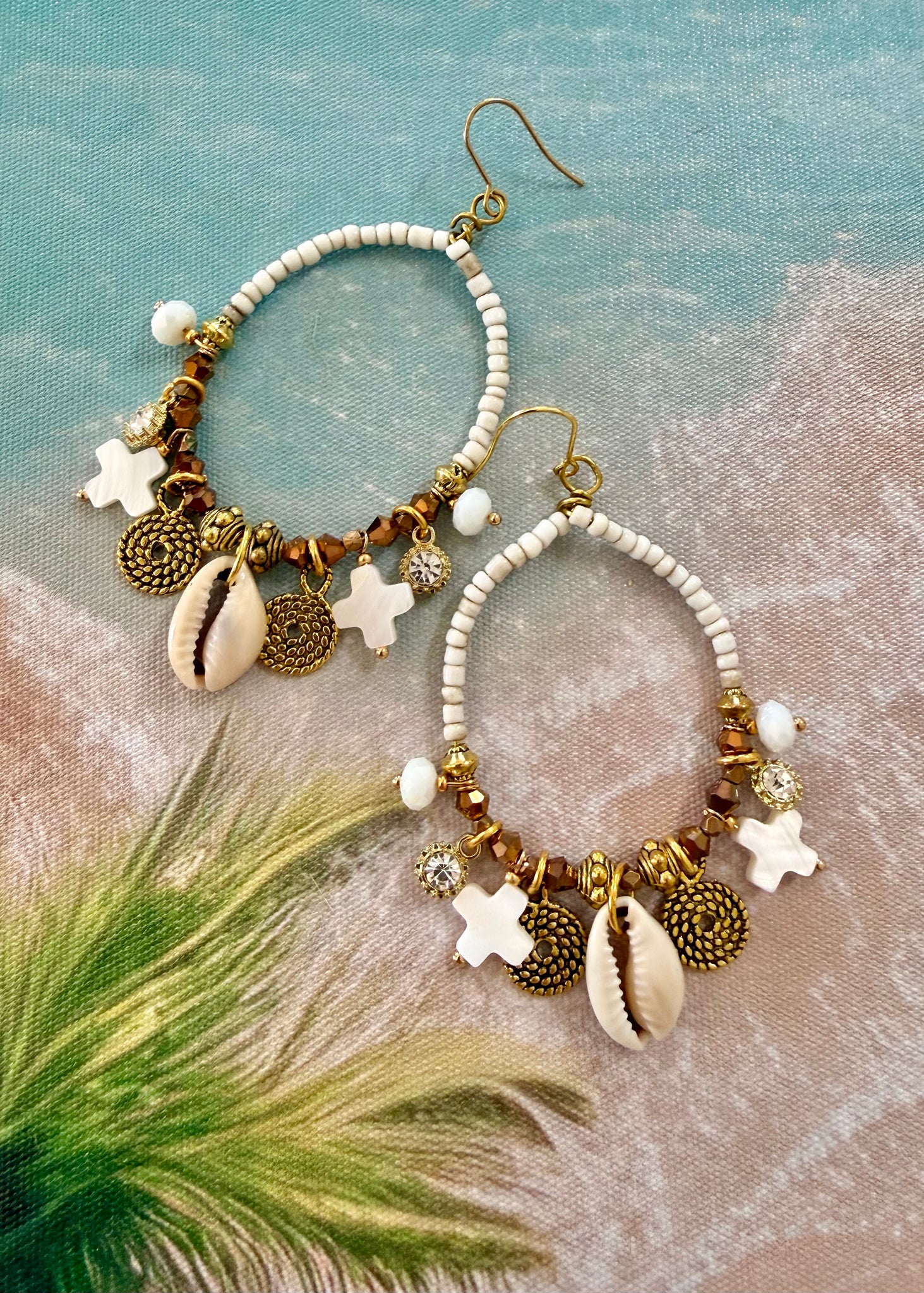 Boho Cowrie Shell Charm Earrings