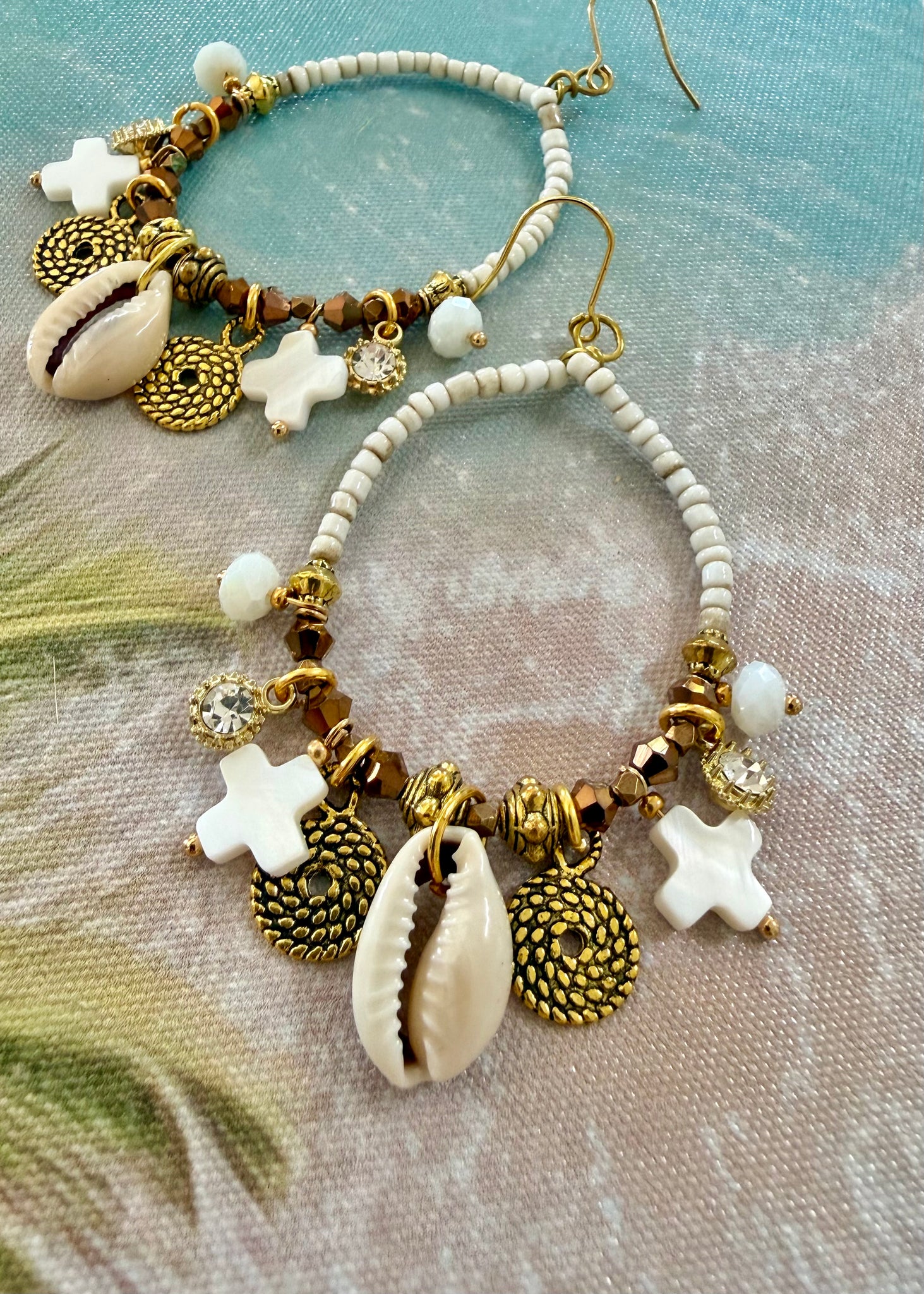 Boho Cowrie Shell Charm Earrings